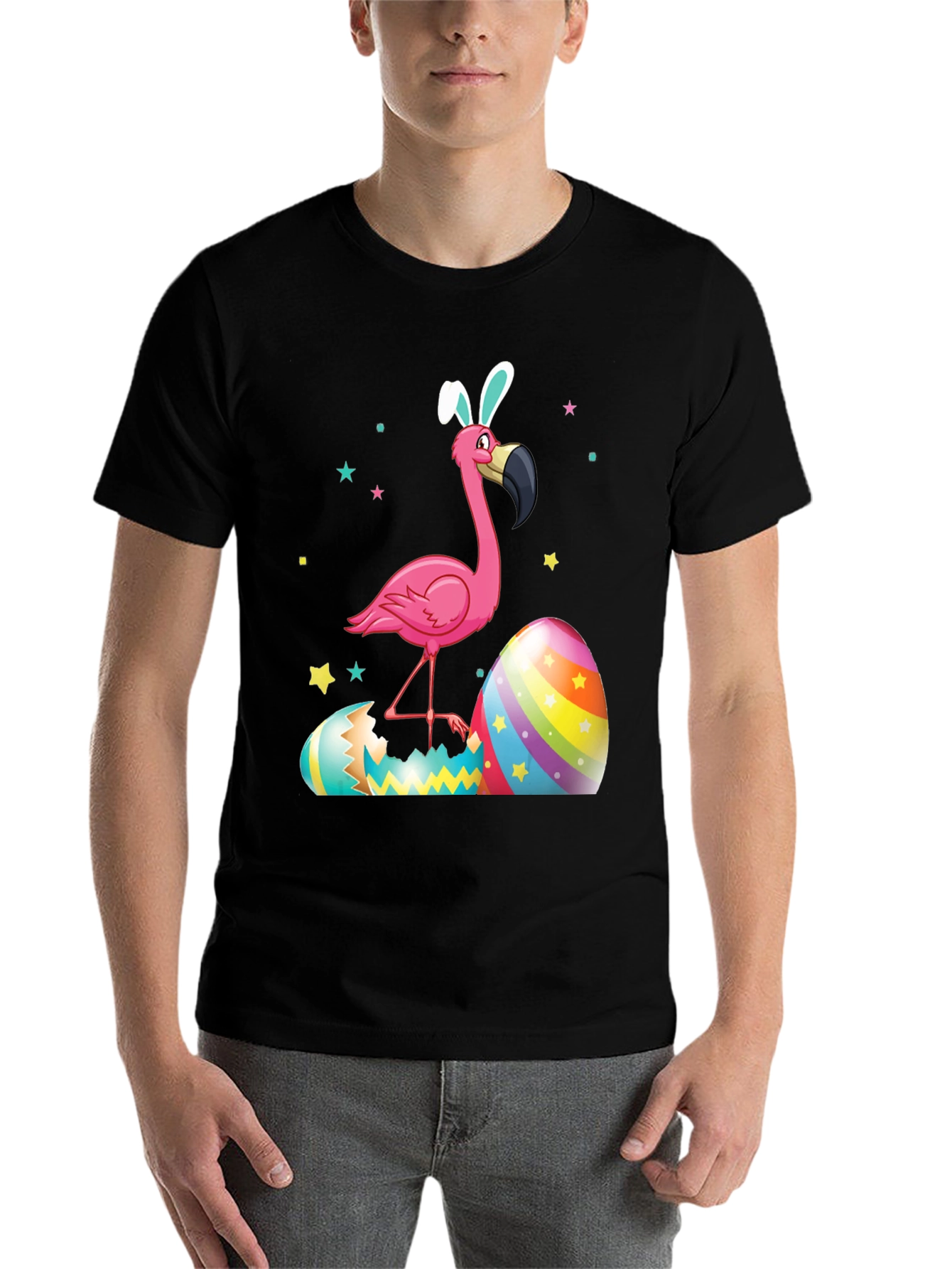 Black Easter Flamingo T-Shirt view 7