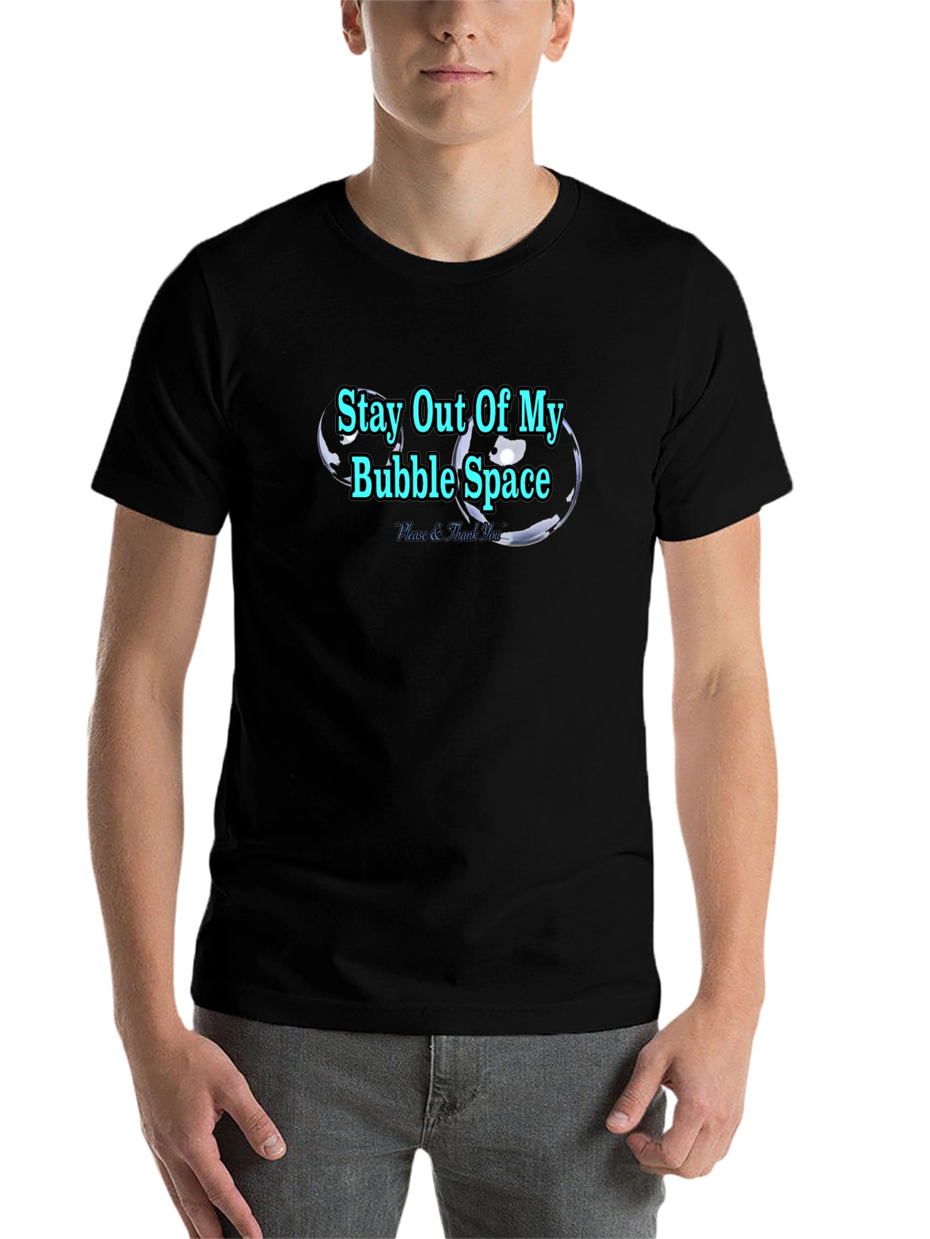 Black Stay Out of My Bubble Space Graphic Tee view 7