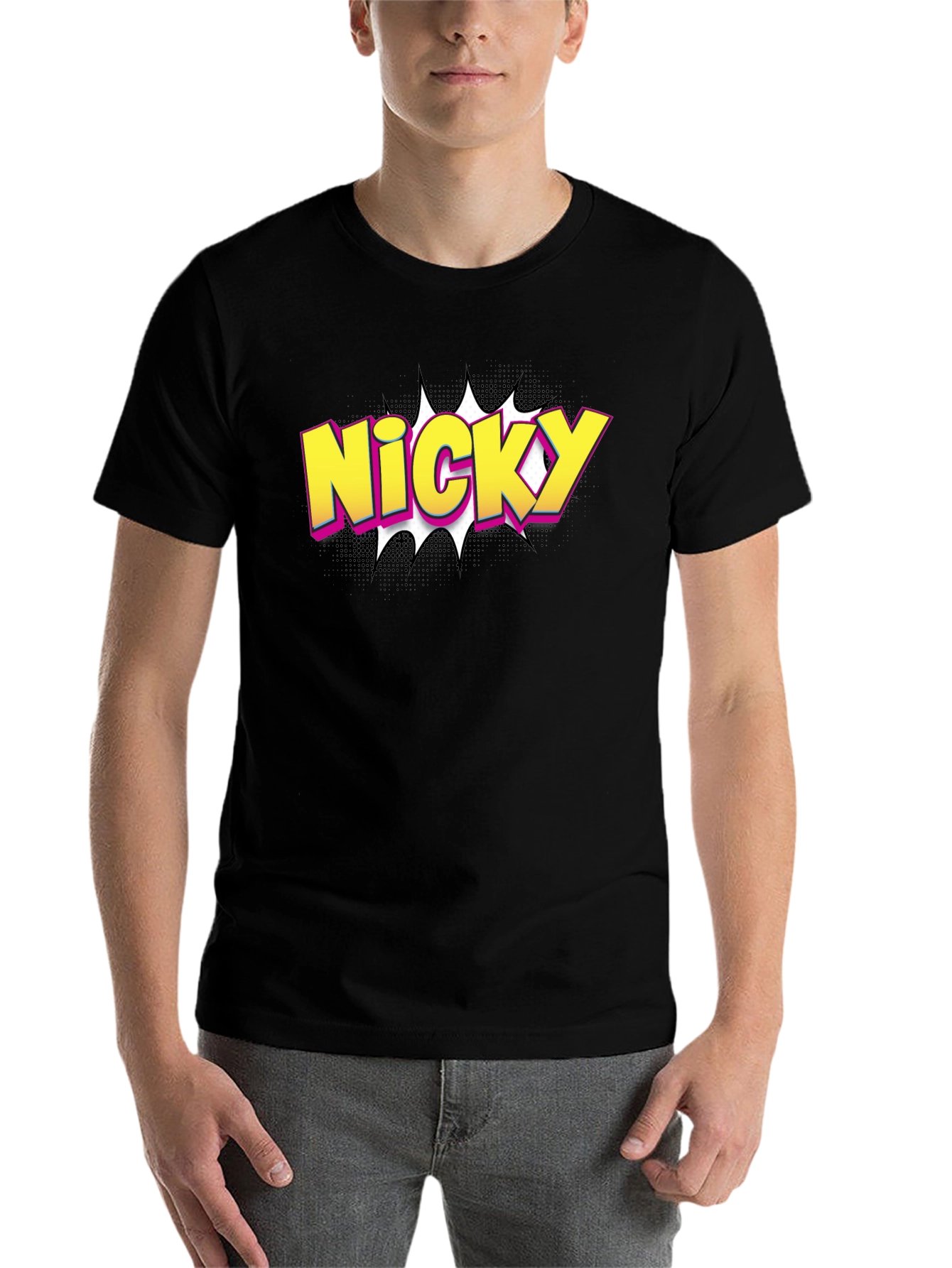 Black Nicky Comic Style Graphic Tee - Black view 7