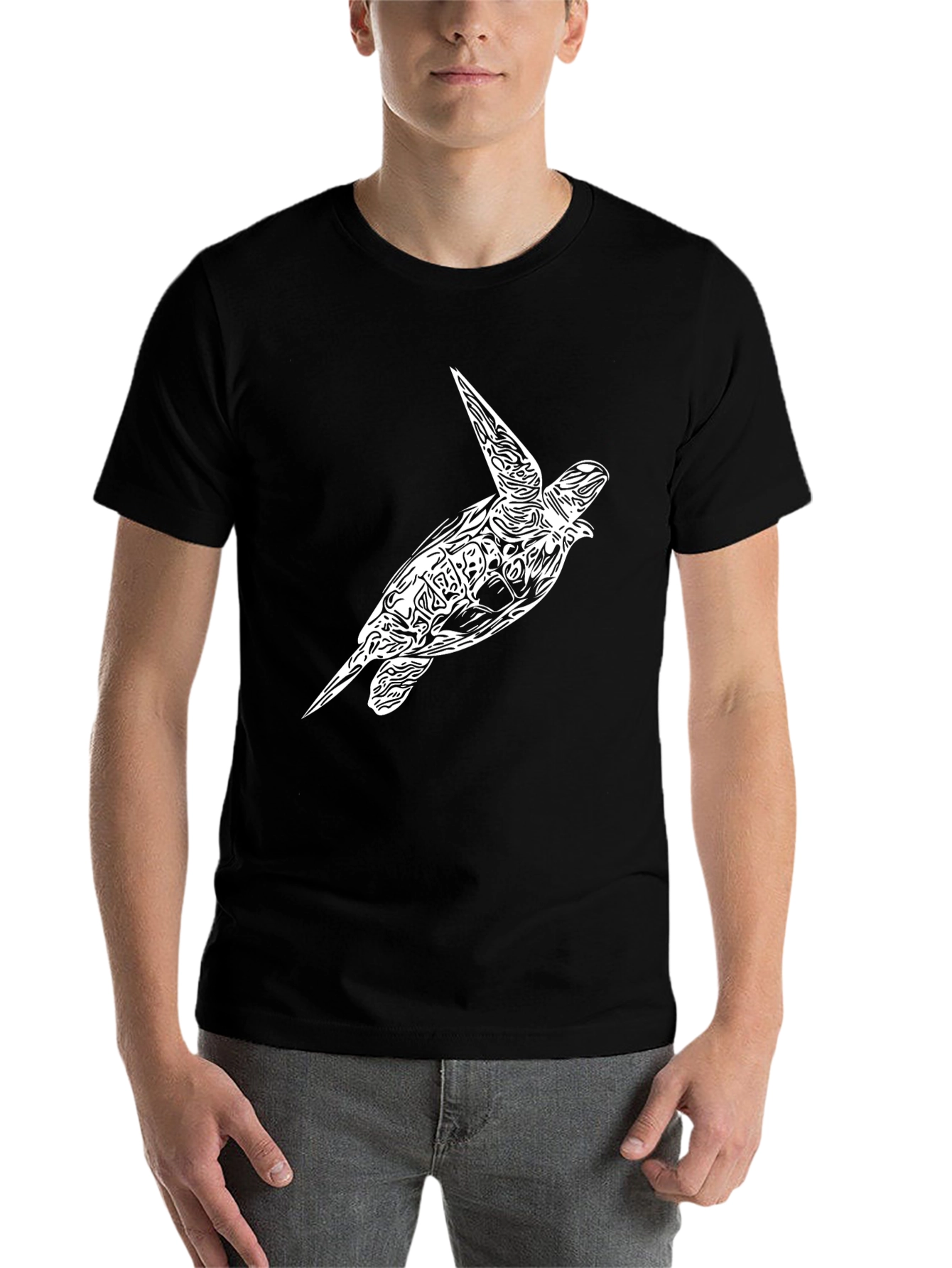 Black Turtle Graphic Tee - Black Cotton T-Shirt view 7