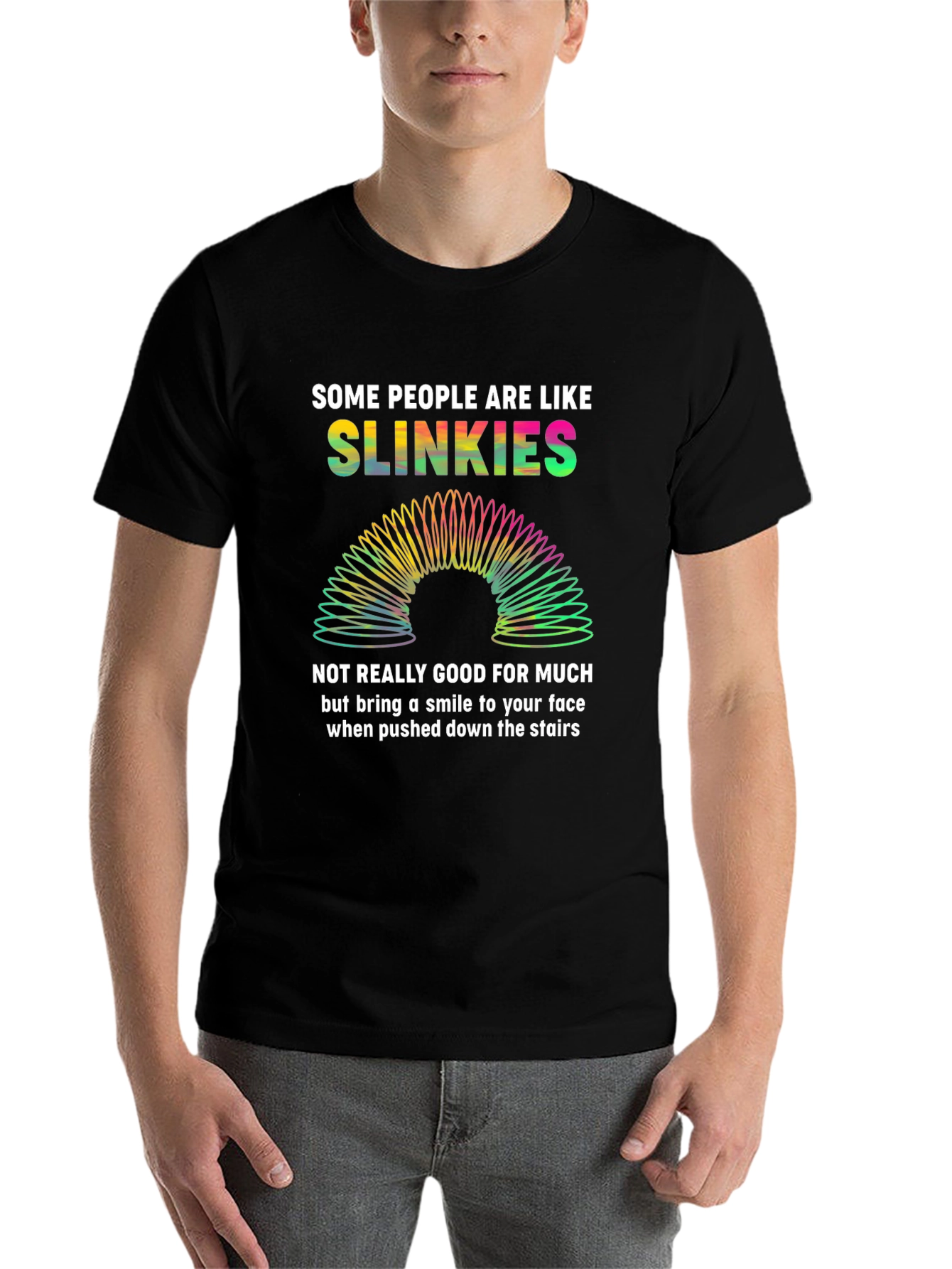 Black Slinkies Graphic Tee - Funny Novelty T-Shirt view 7