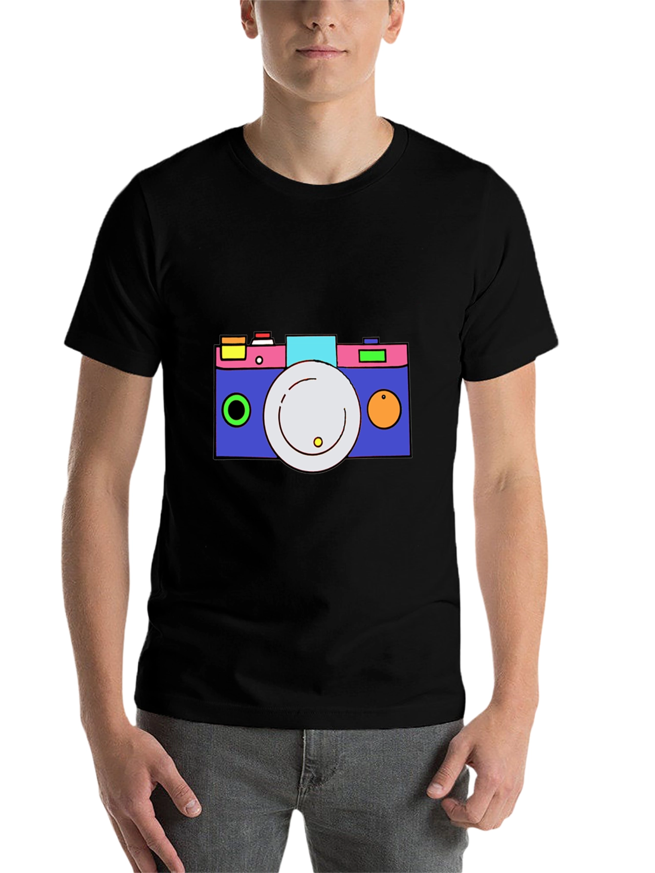 Black Funky Camera Graphic Tee - Cool and Casual view 7
