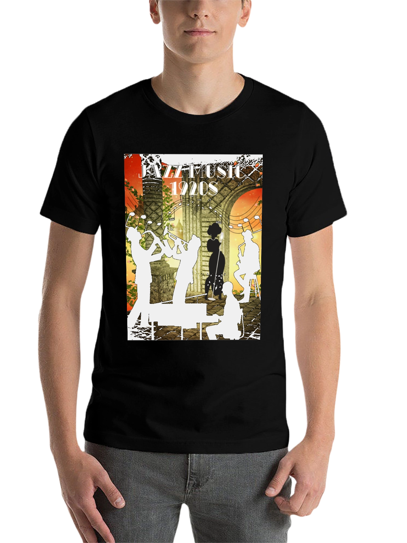 Black Jazz Music 1920s Graphic Tee view 7