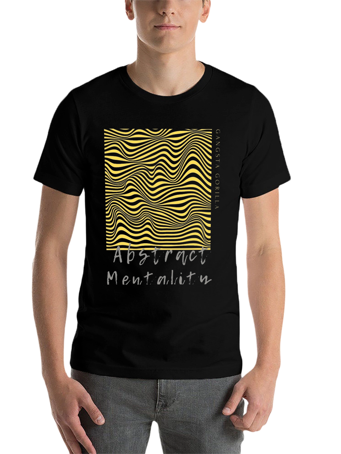 Black Abstract Mentality Graphic Tee - Modern Design view 7