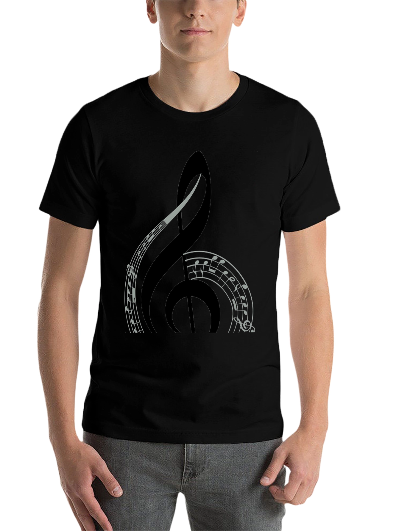 Black Music Treble Clef Graphic Tee - Black view 7