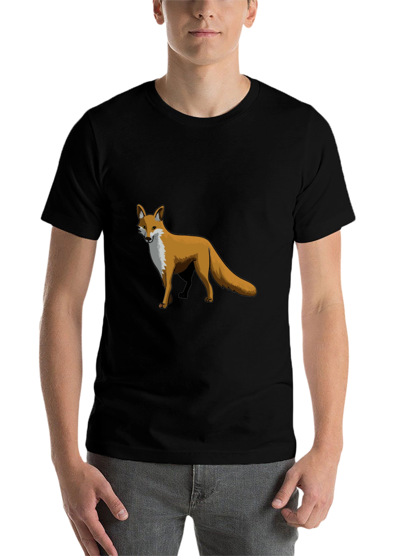 Black Men's Black Fox Graphic T-Shirt view 7