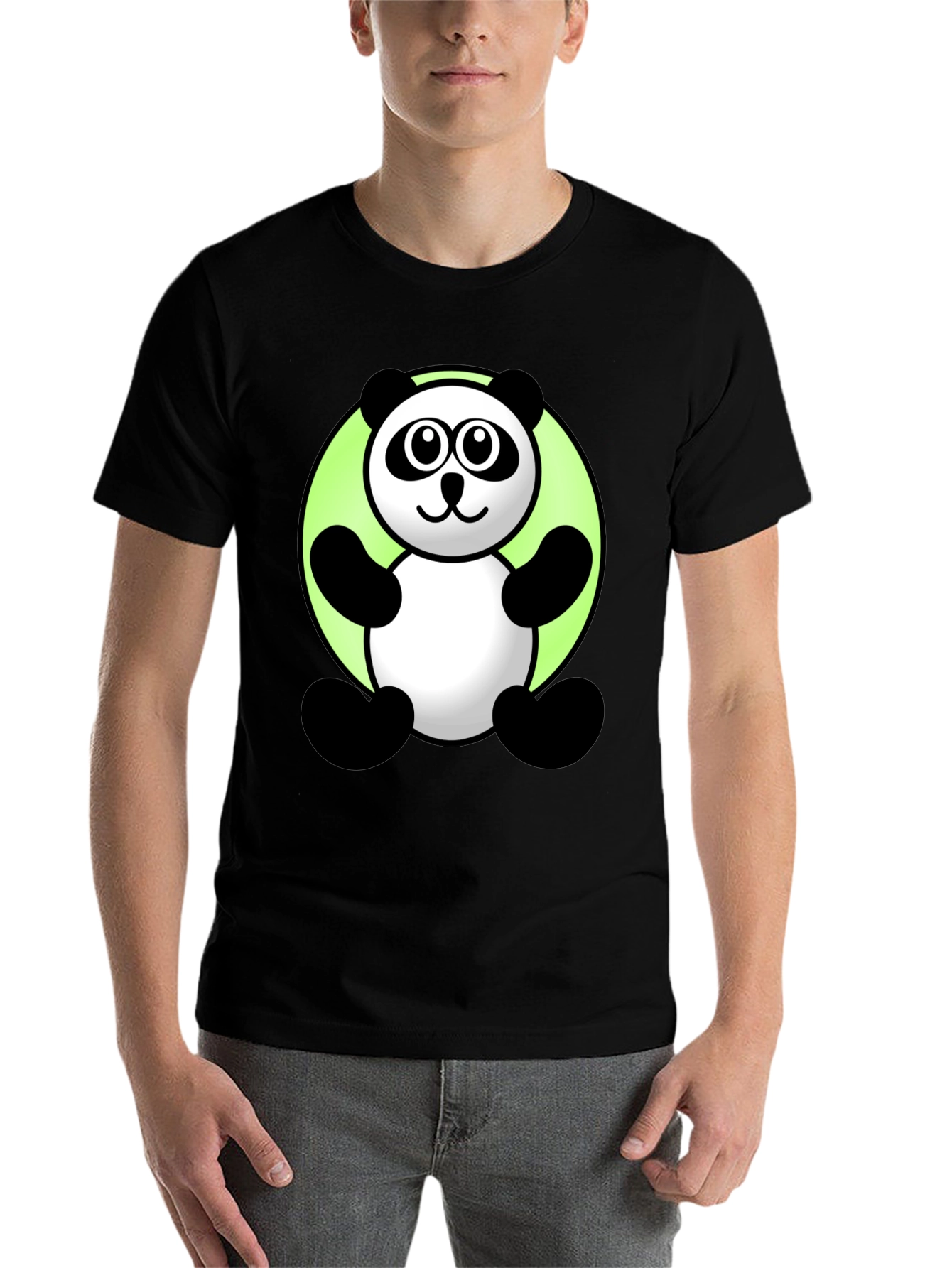 Black Cute Cartoon Panda Graphic Tee - Black T-Shirt view 7