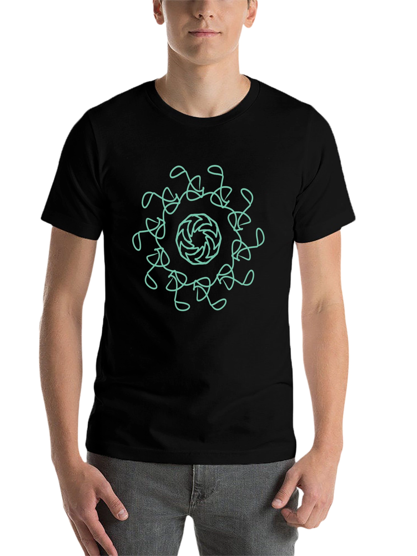 Black Abstract Mandala Graphic Black Tee view 7