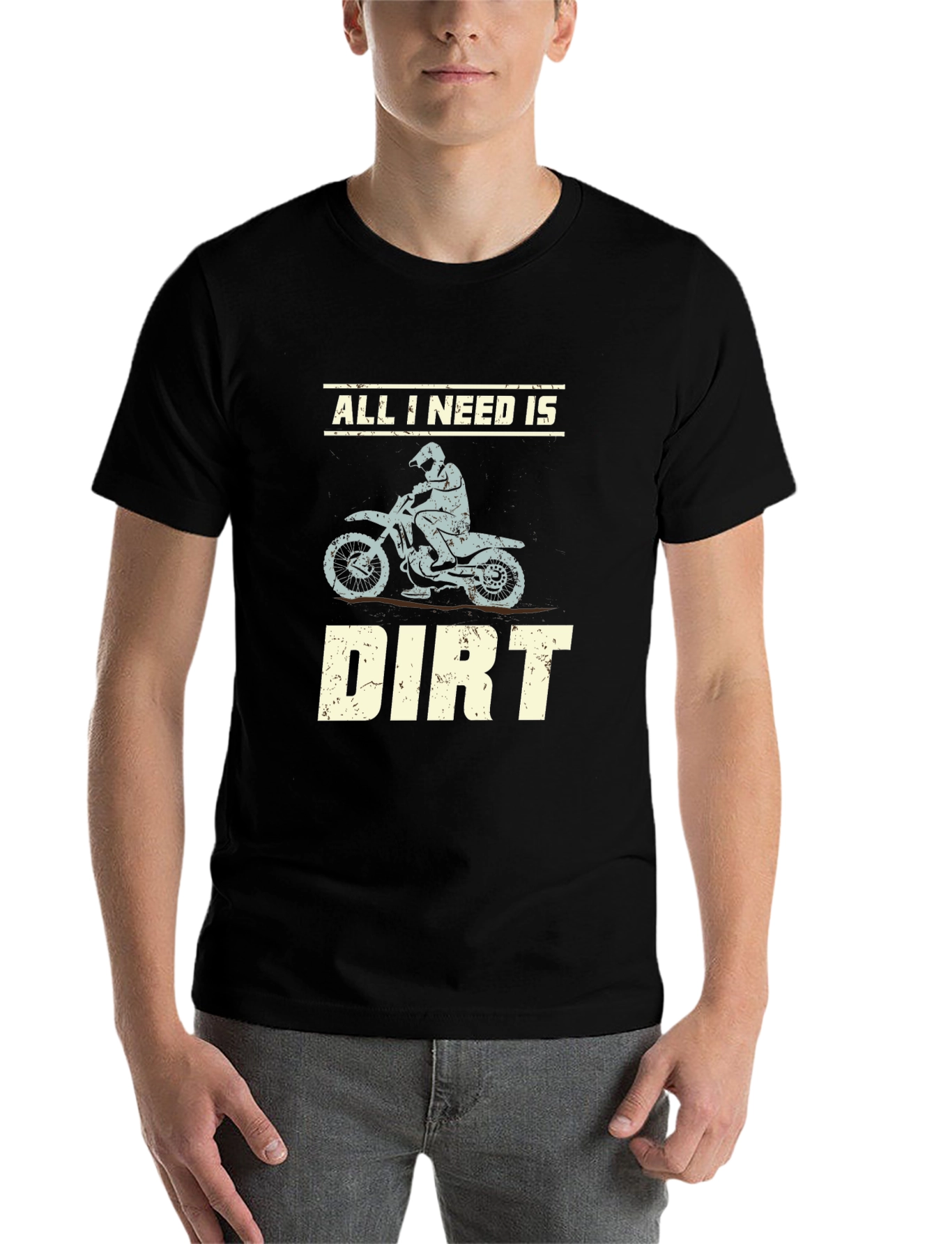 Black All I Need Is Dirt Motocross T-Shirt view 7