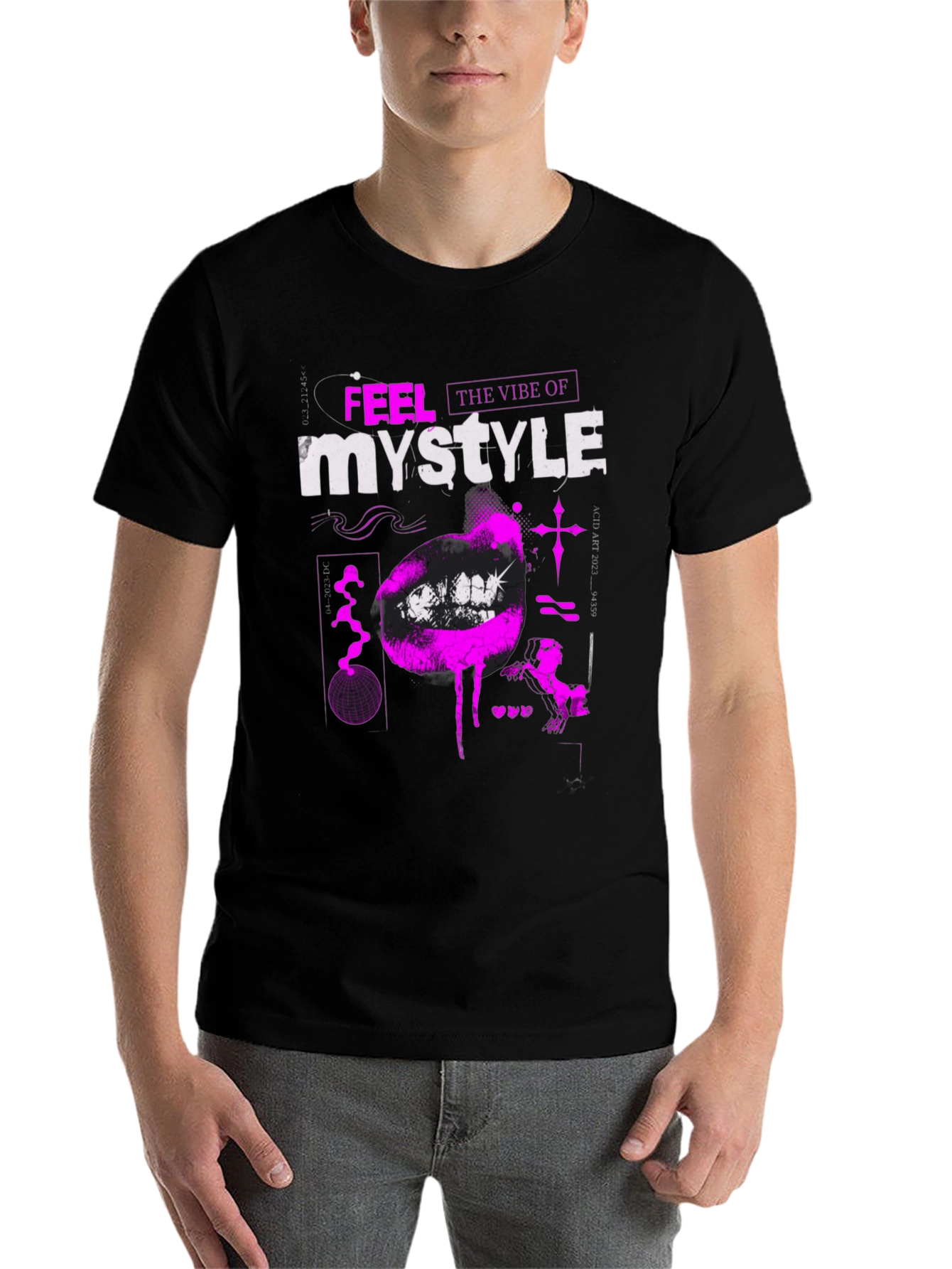 Black Trendy Black T-Shirt with Bold Graphic Print view 7