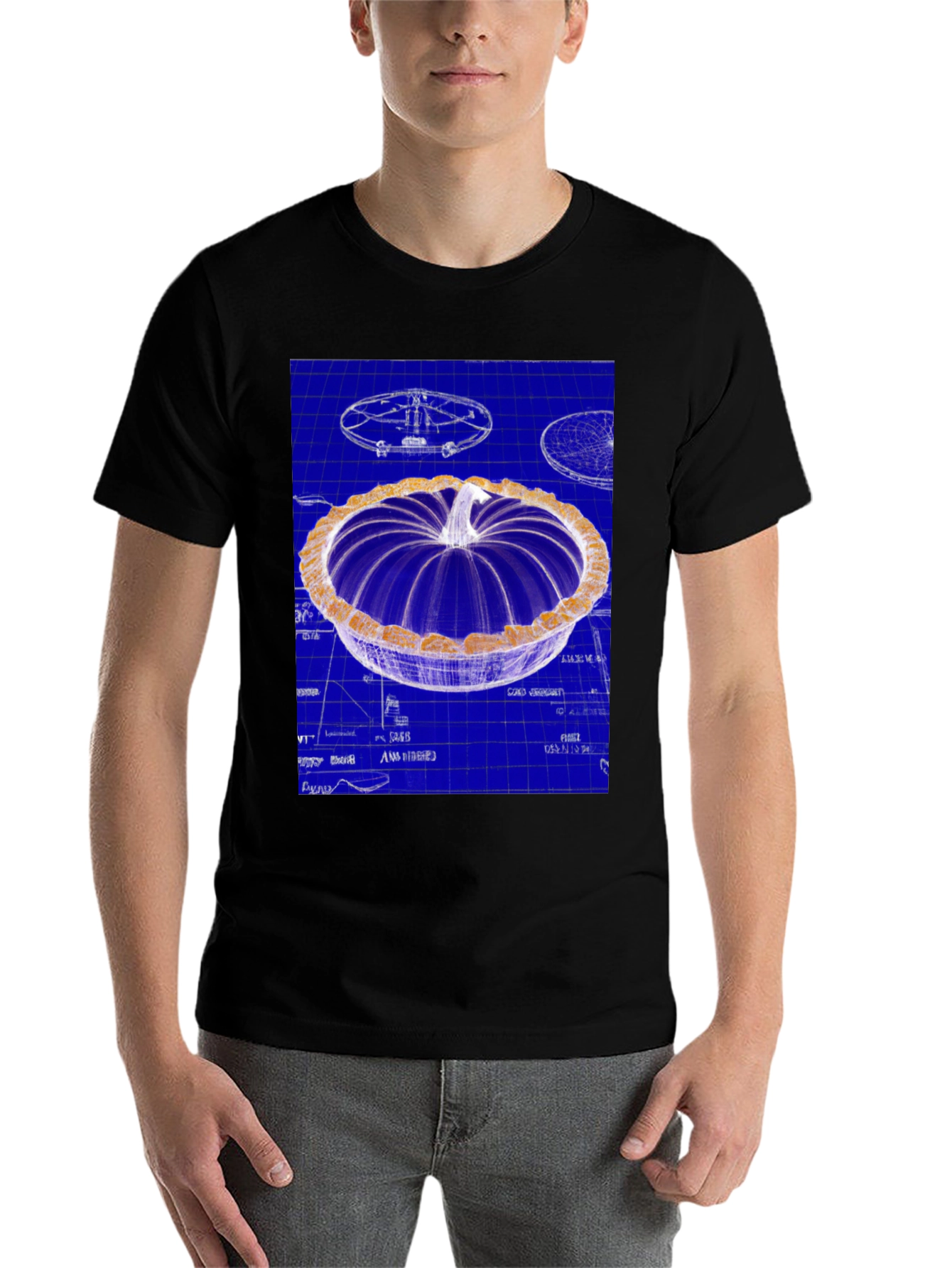 Black Blueprint Pumpkin Pie Graphic Tee view 7