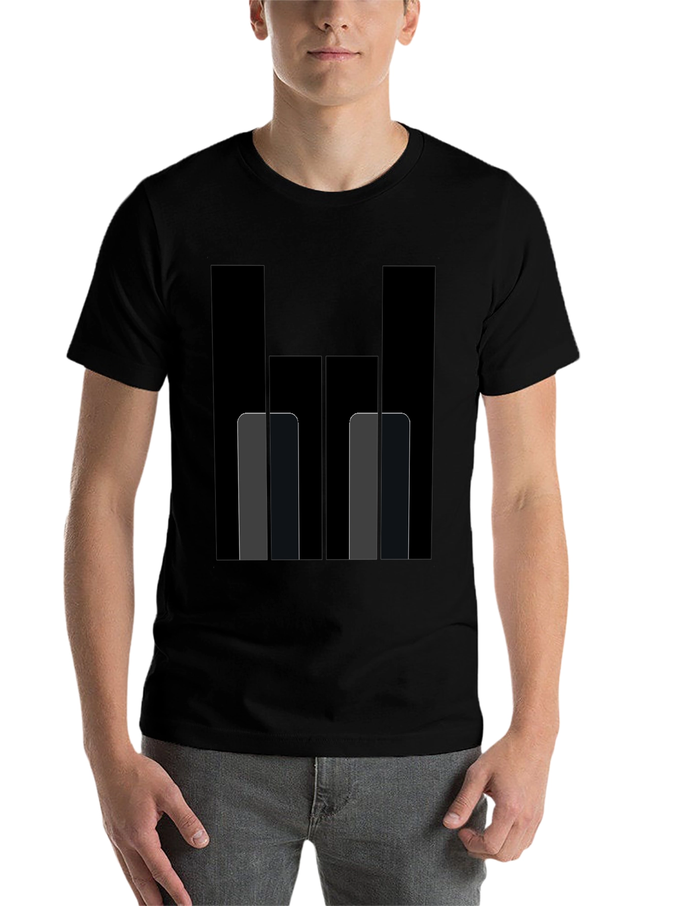 Black Modern Geometric Black Tee view 7