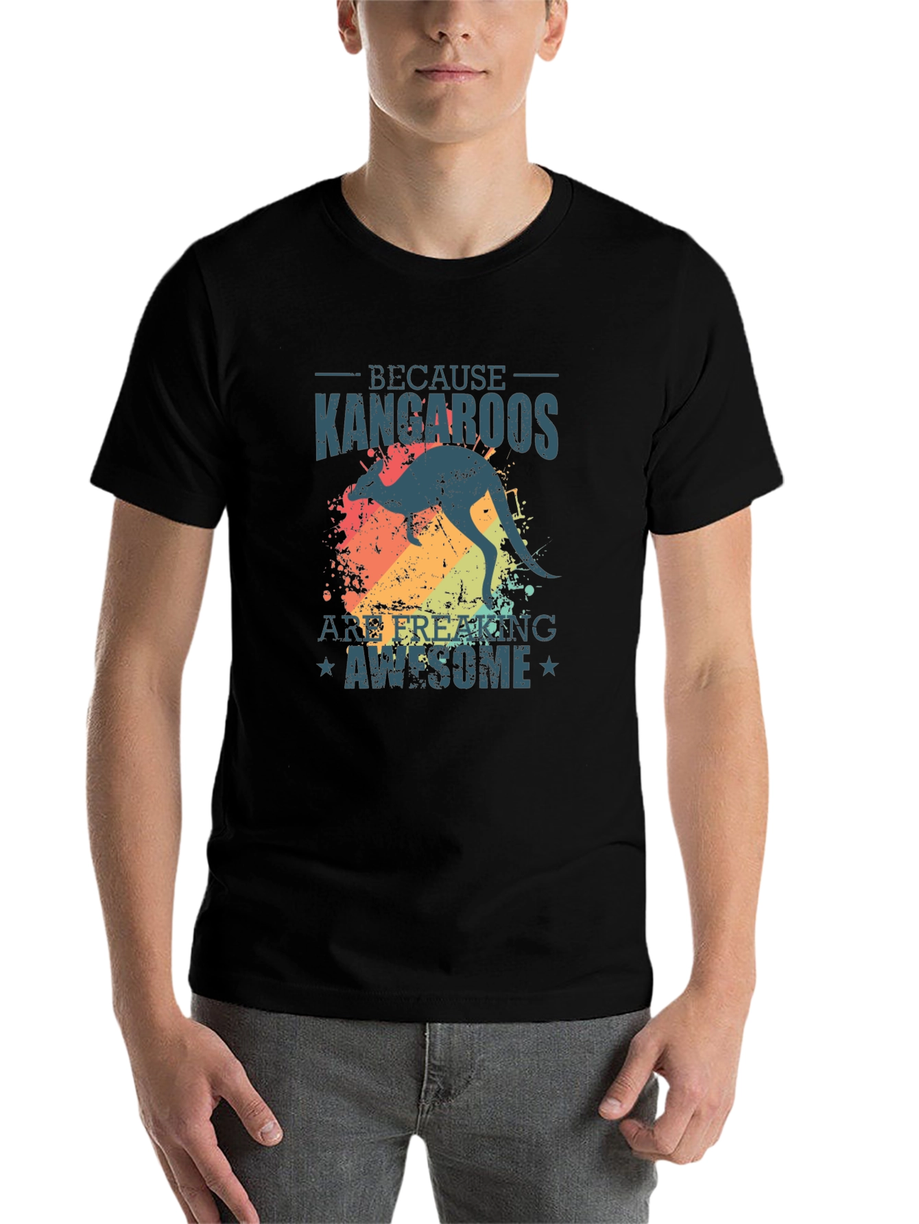 Black Kangaroo Graphic Tee - Because Kangaroos Are Awesome view 7