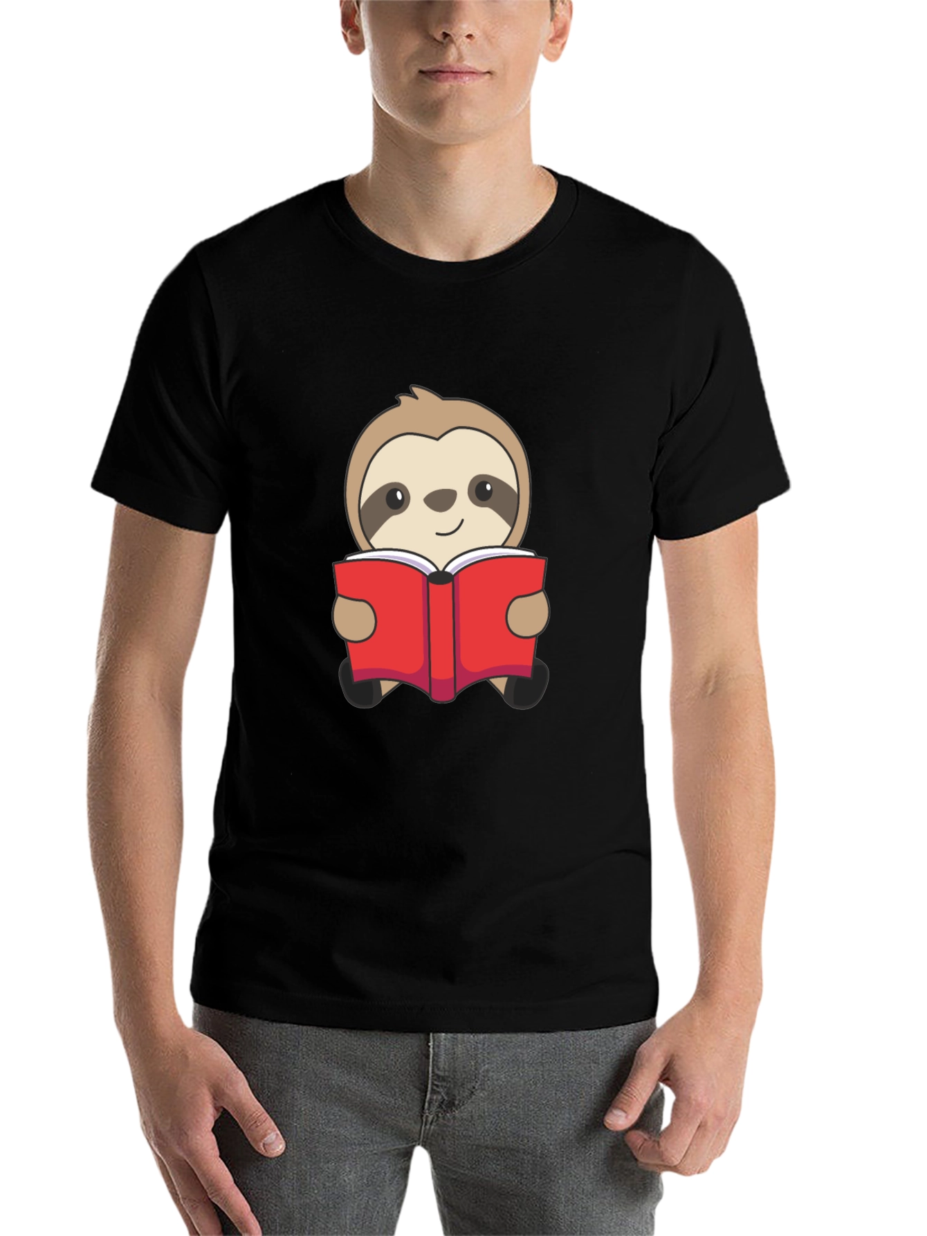 Black Sloth Reading Book Graphic T-Shirt - Black view 7
