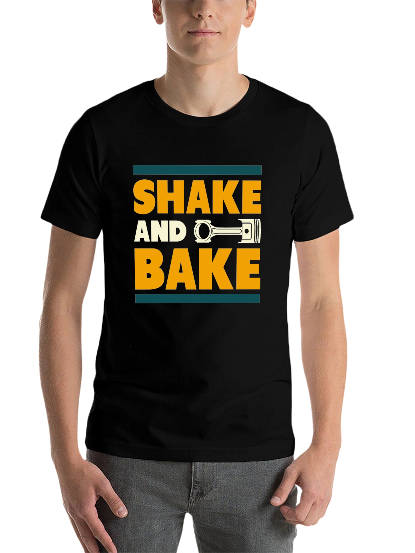 Black Shake and Bake T-Shirt - Humorous Automotive Design view 7