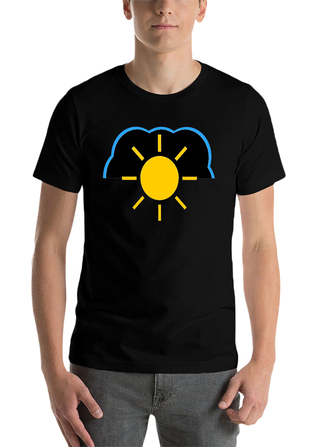 Black Cloudy Sun Black T-Shirt view 7