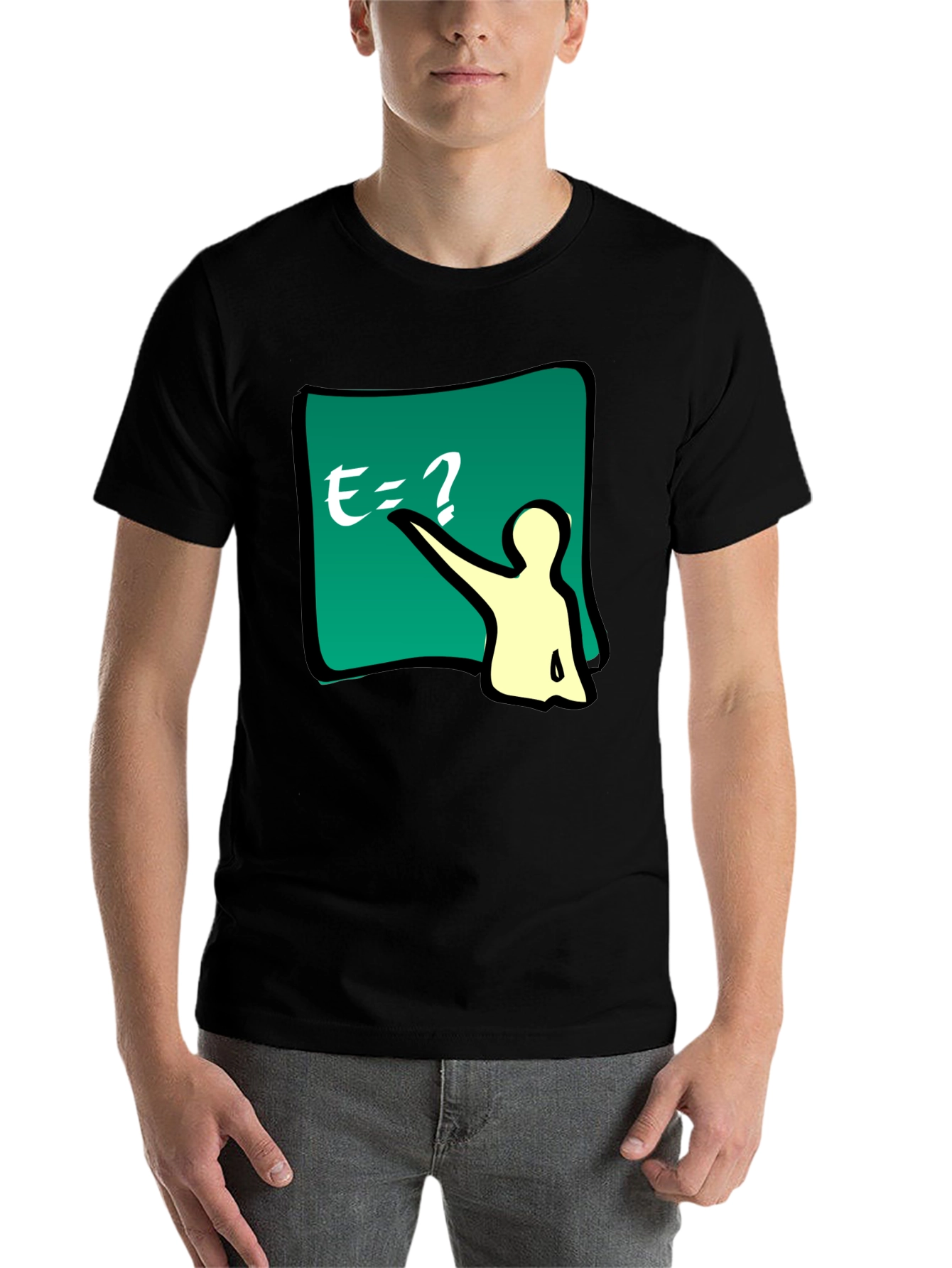 Black Funny E=? Equation T-Shirt - Smart Casual Wear view 7