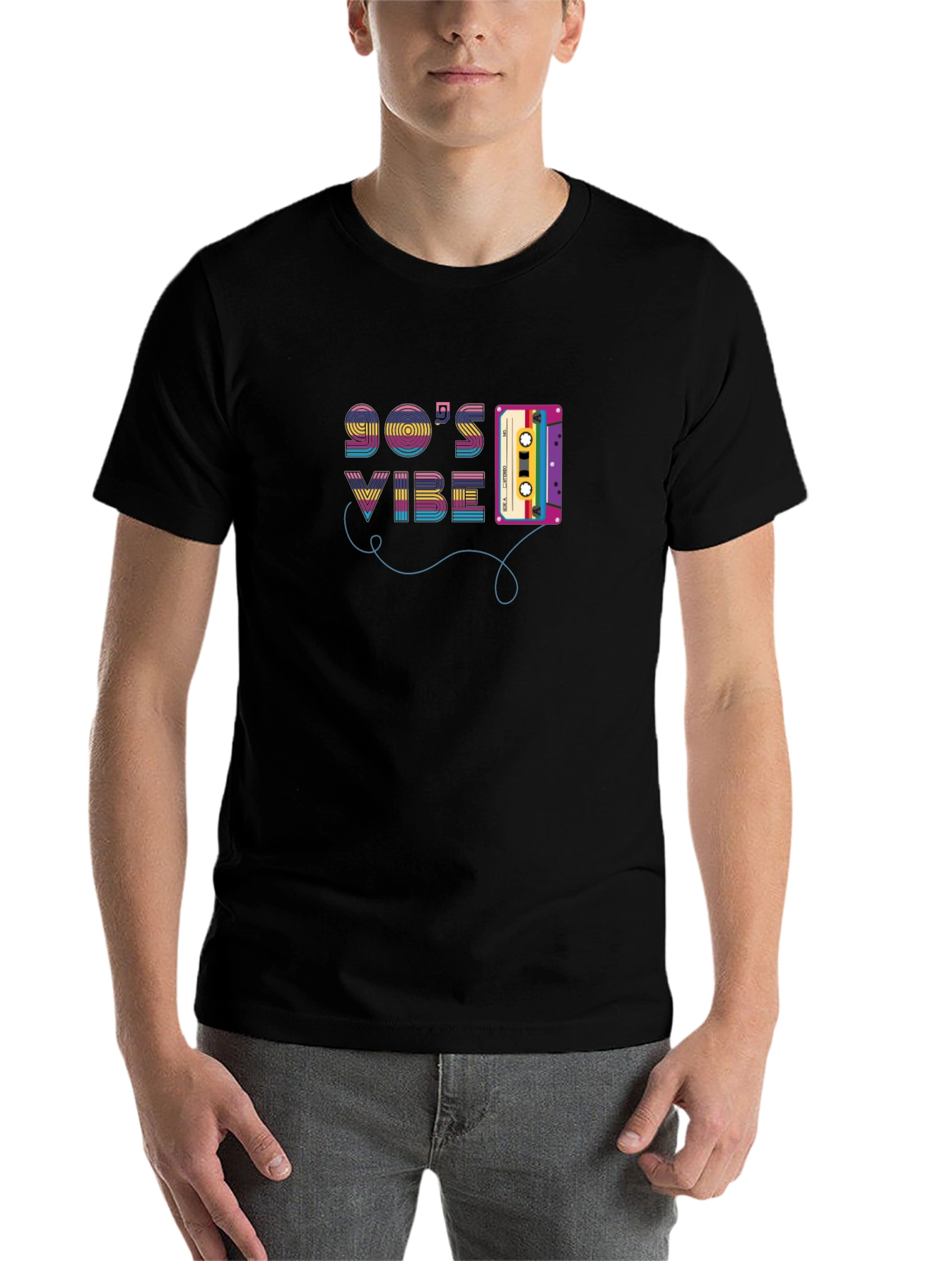 Black 90's Vibe Cassette Tape Graphic T-Shirt view 7