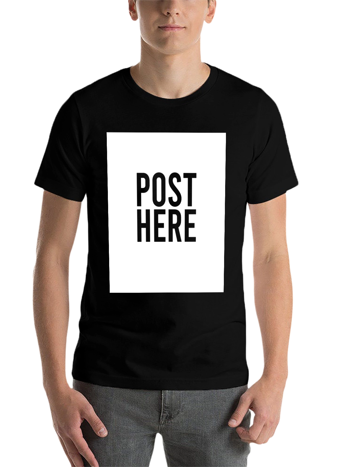 Black Black Tee: Post Here Graphic Print, Casual Wear view 7