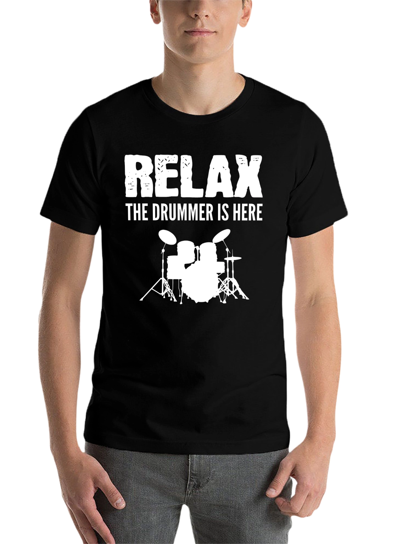 Black Relax, The Drummer Is Here - Black T-Shirt view 7