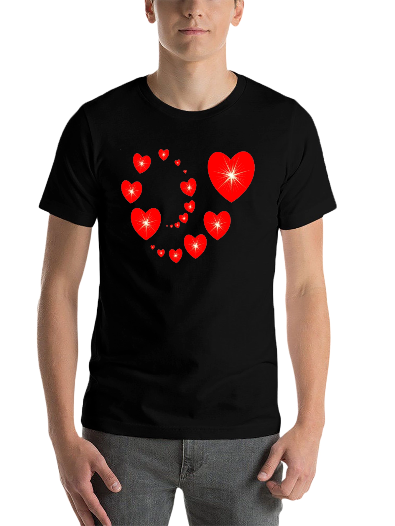 Black Heart Swirl Graphic Tee - Black Cotton Casual Shirt view 7