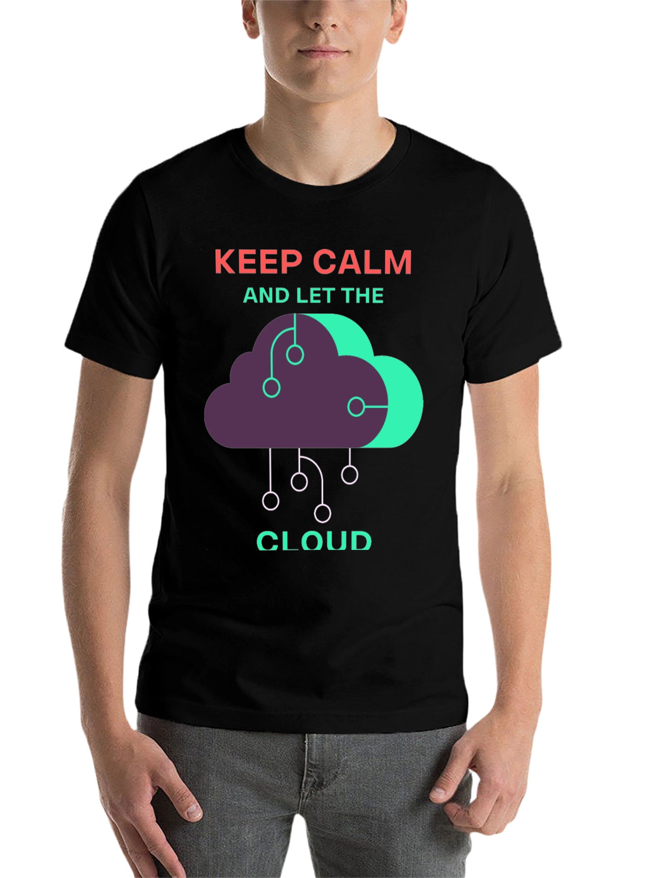 Black Keep Calm and Let the Cloud T-Shirt view 7