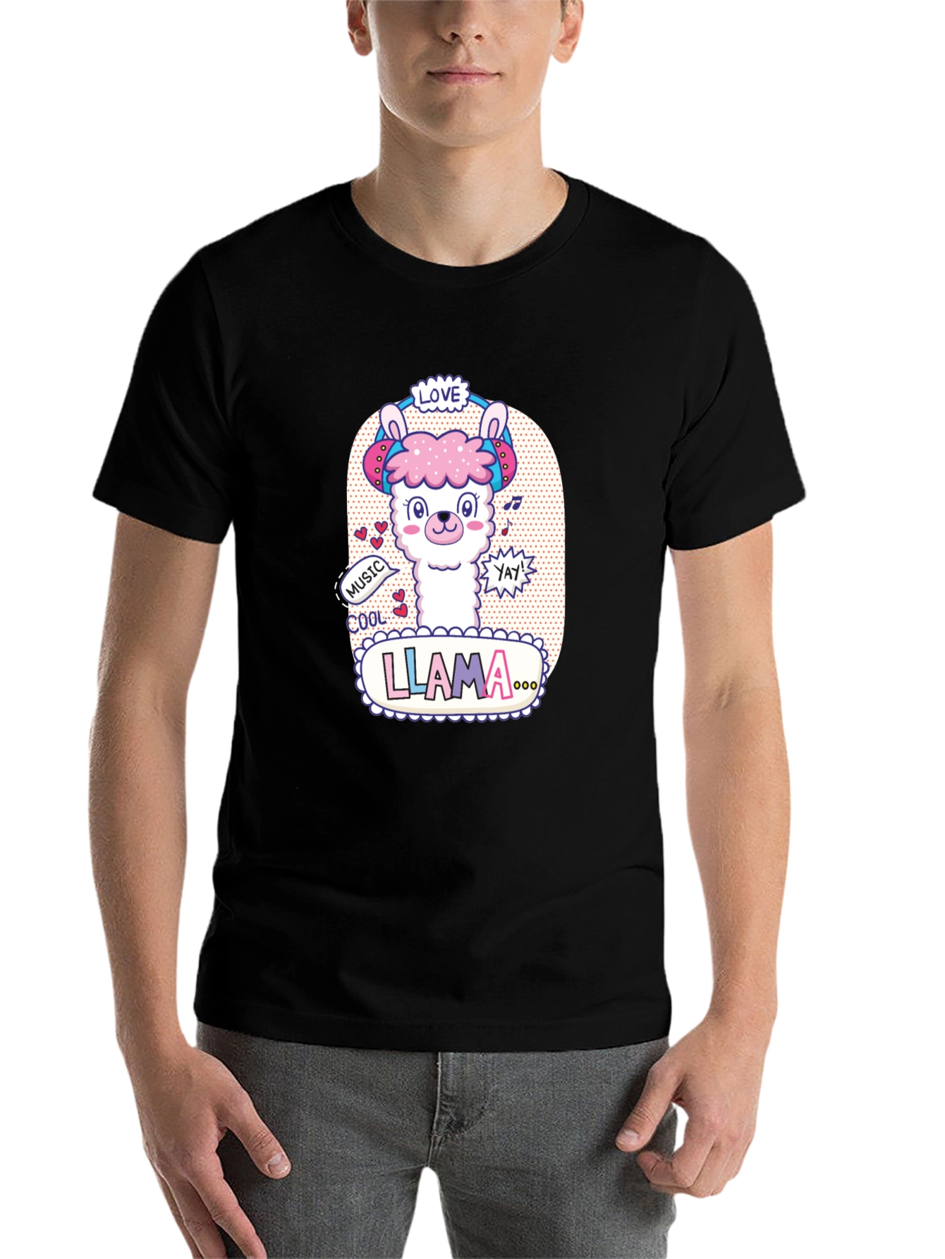 Cute Llama Headphones Graphic T-Shirt - 7
