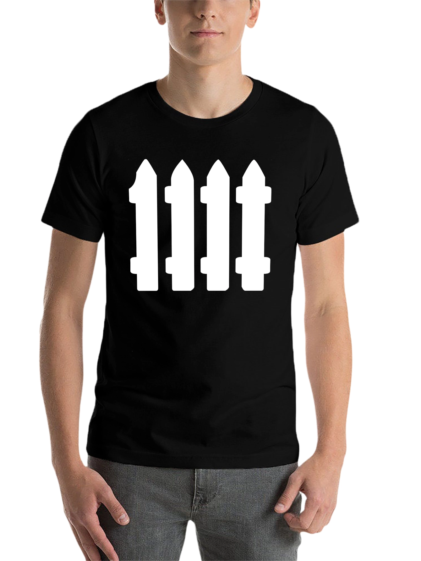 Black Fence Post Graphic Tee - Black Cotton Blend T-Shirt view 7