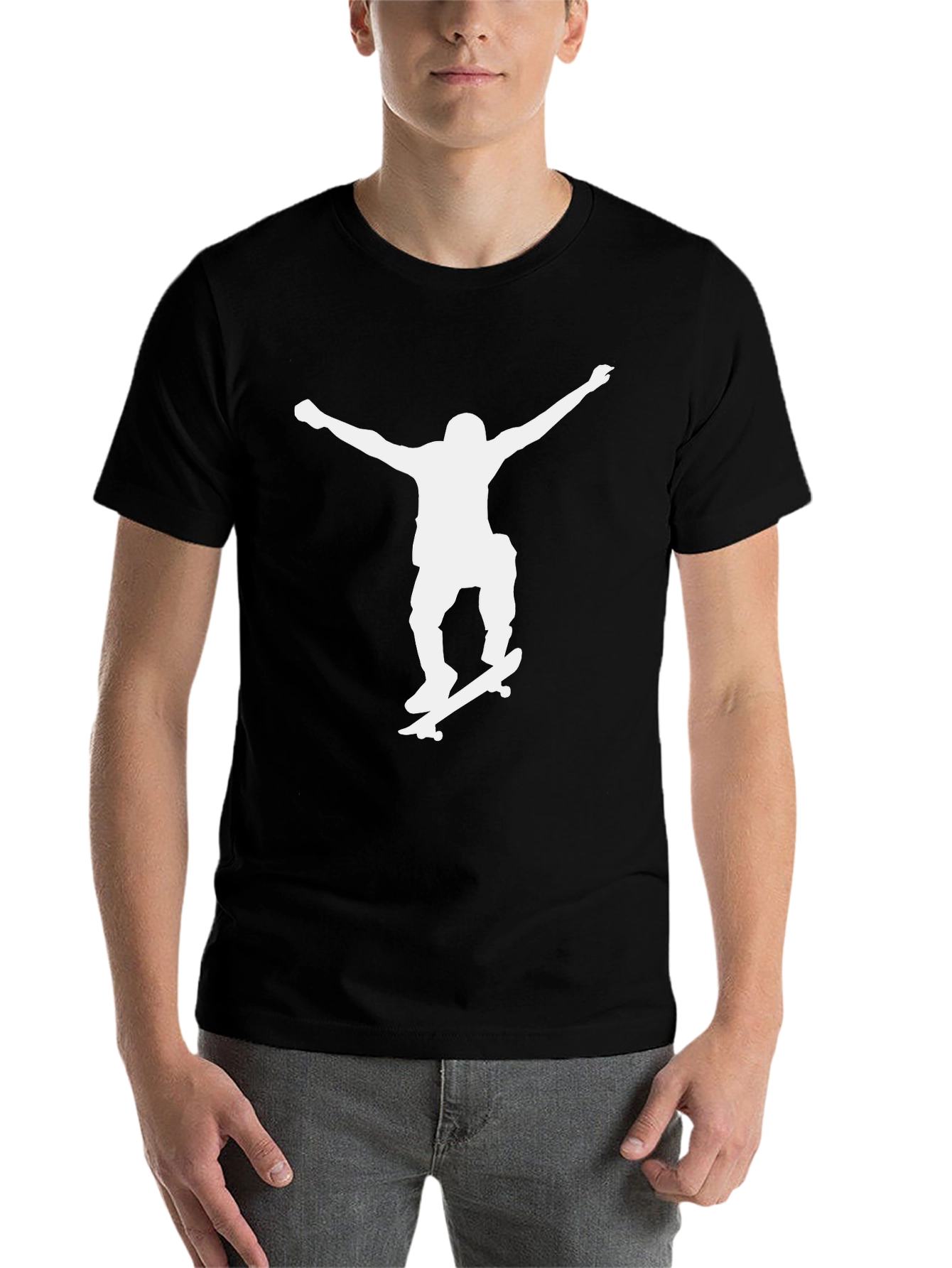 Black Skater Silhouette Graphic Tee - Black view 7