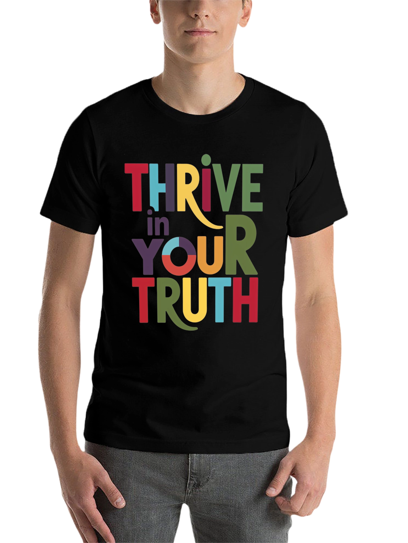 Black Thrive in Your Truth Graphic Tee - Black view 7