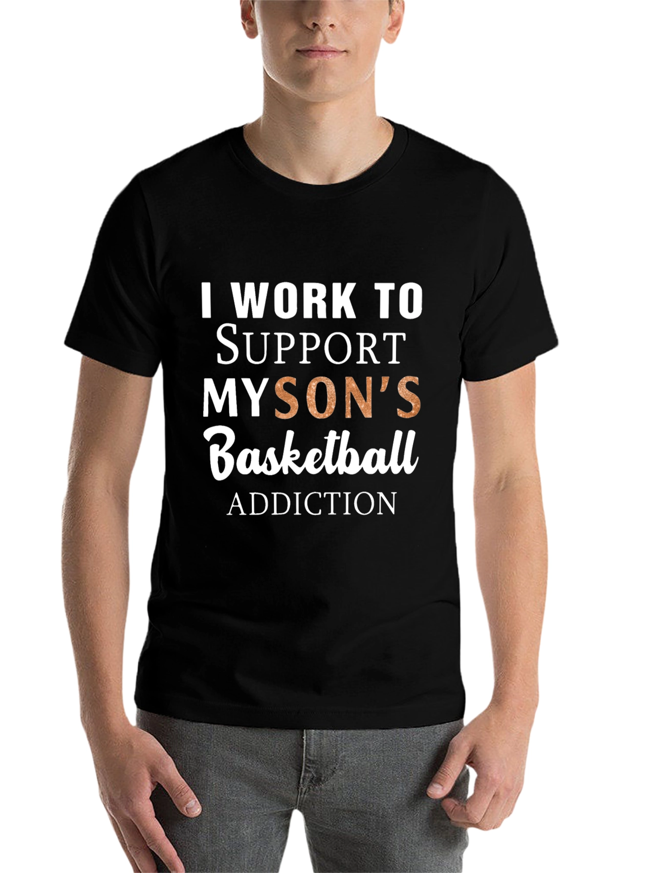 Black Basketball Dad T-Shirt: I Work To Support My Son's Addiction view 7