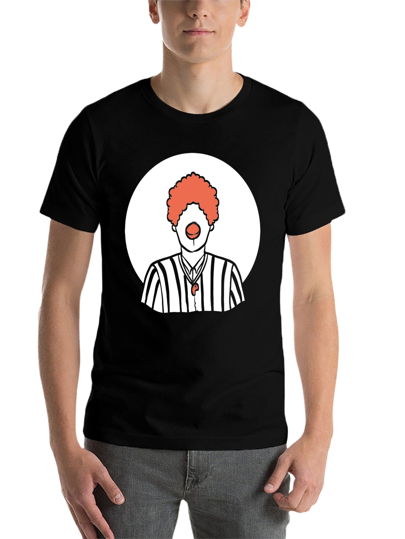 Black Clown Referee Graphic Tee - Unisex Black T-Shirt view 7