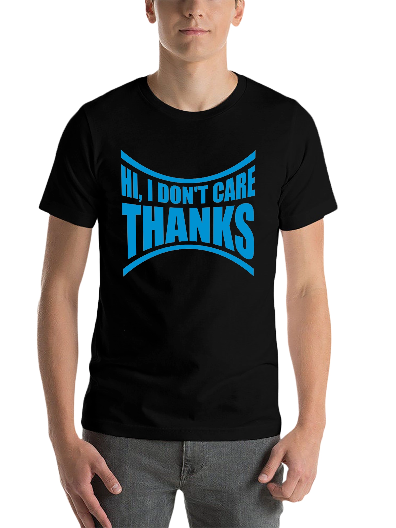 Black Funny "I Don't Care Thanks" Graphic Tee - Black view 7