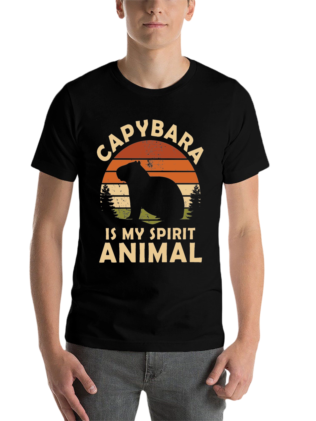 Black Capybara Spirit Animal Graphic Tee view 7