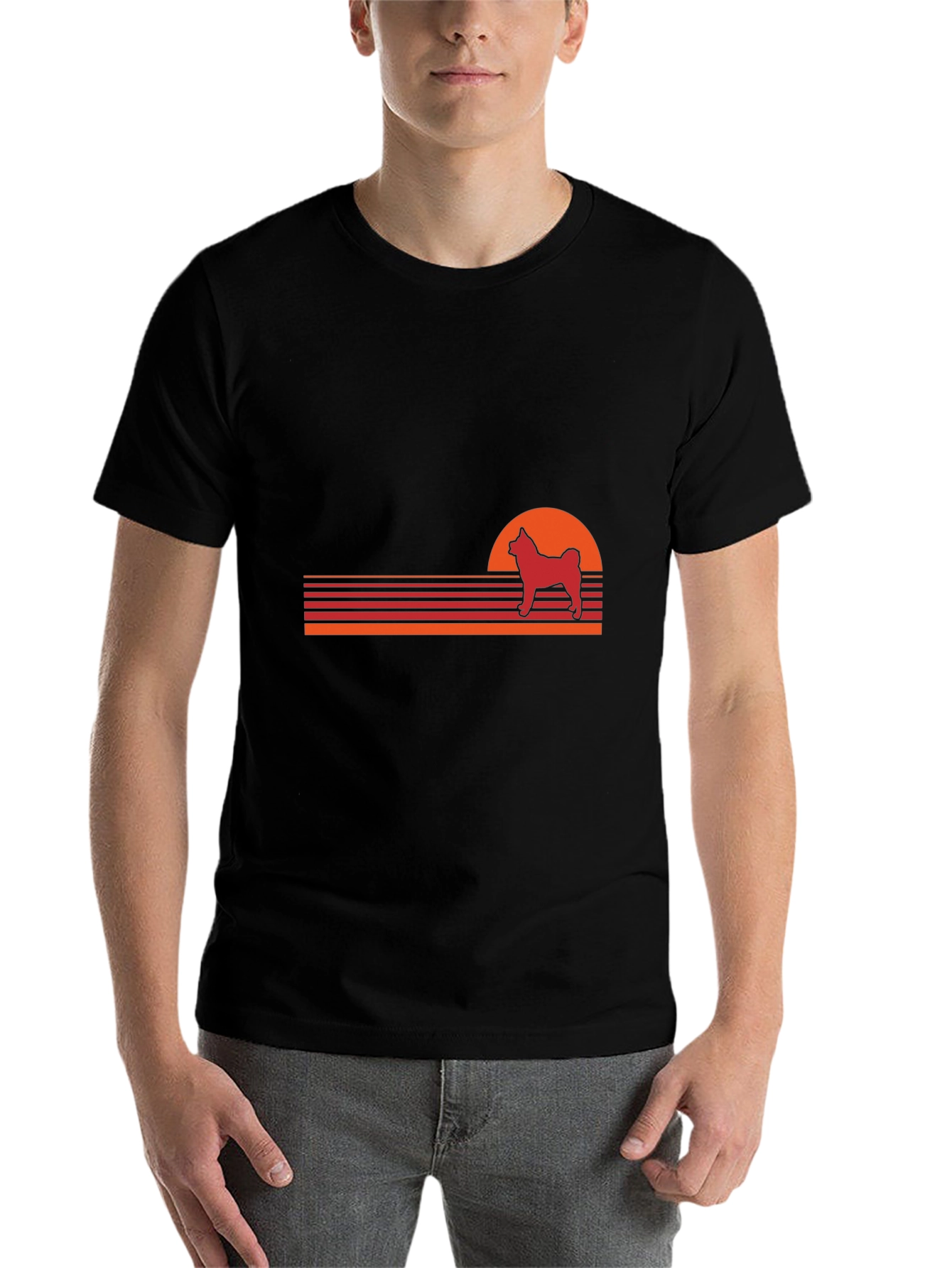 Black Retro Dog Sunset T-Shirt - Vintage Style Pet Lover Tee view 7