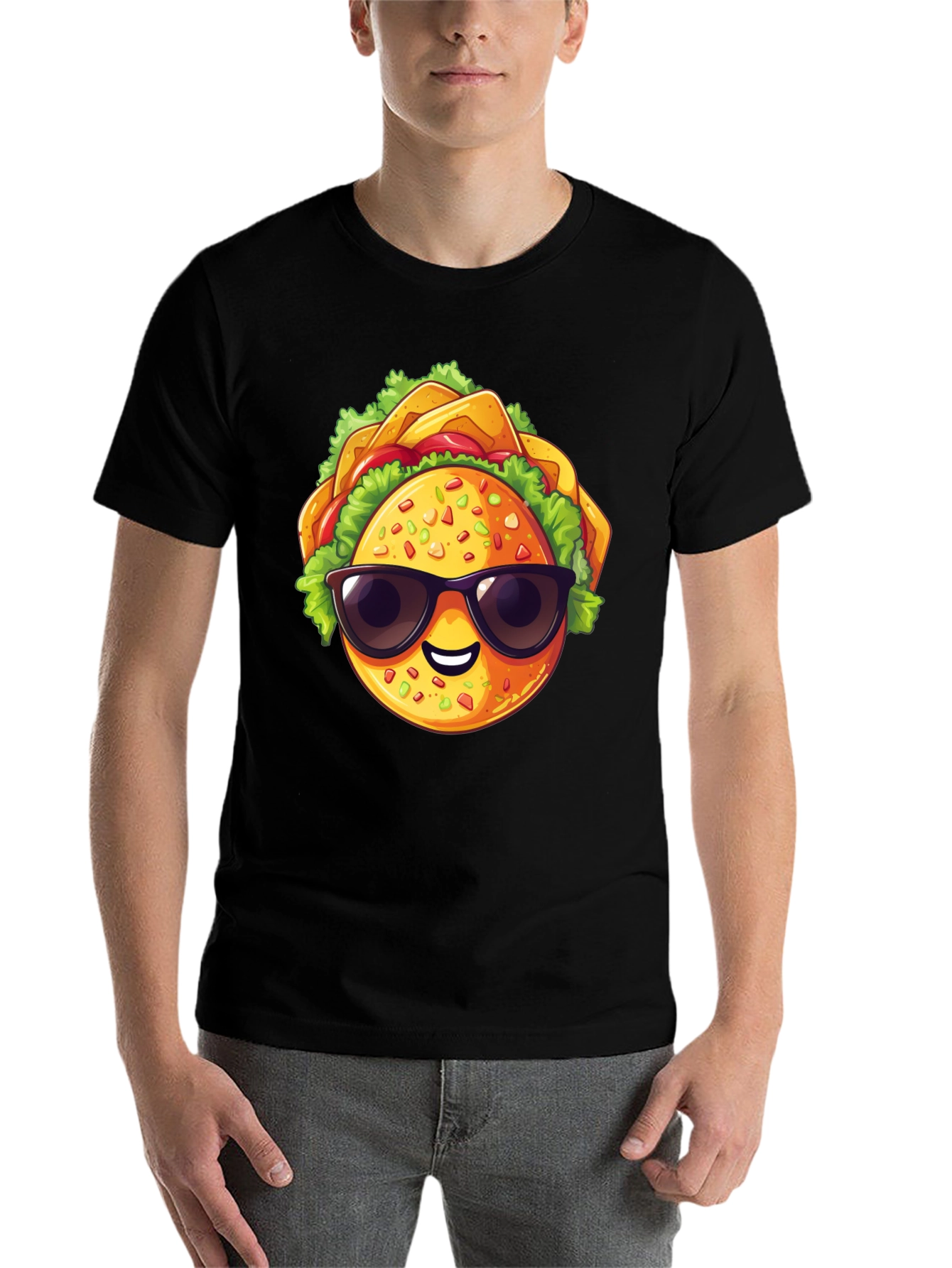Black Cool Taco Graphic T-Shirt - Stylish Black Tee view 7