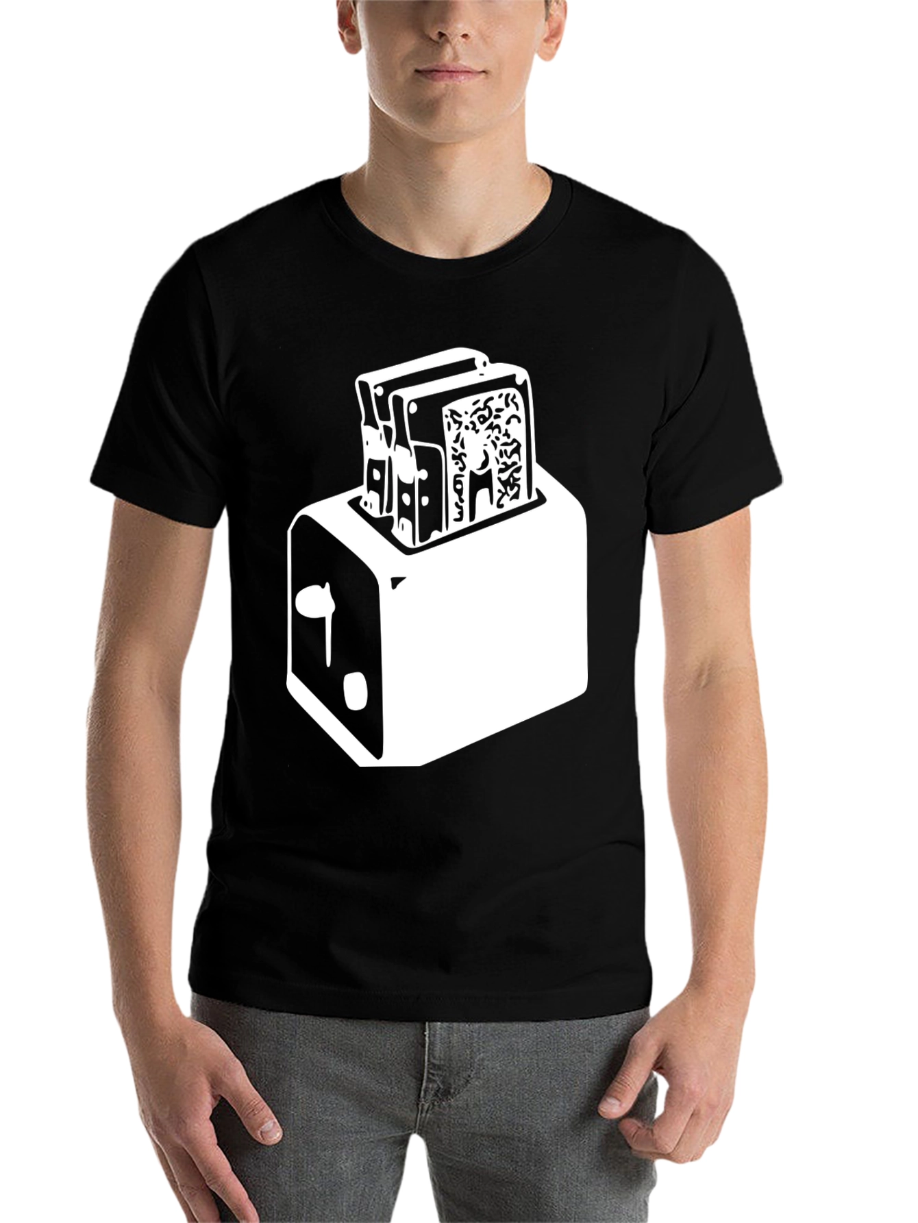 Black Toaster Graphic Tee - Crisp Black Cotton Blend view 7