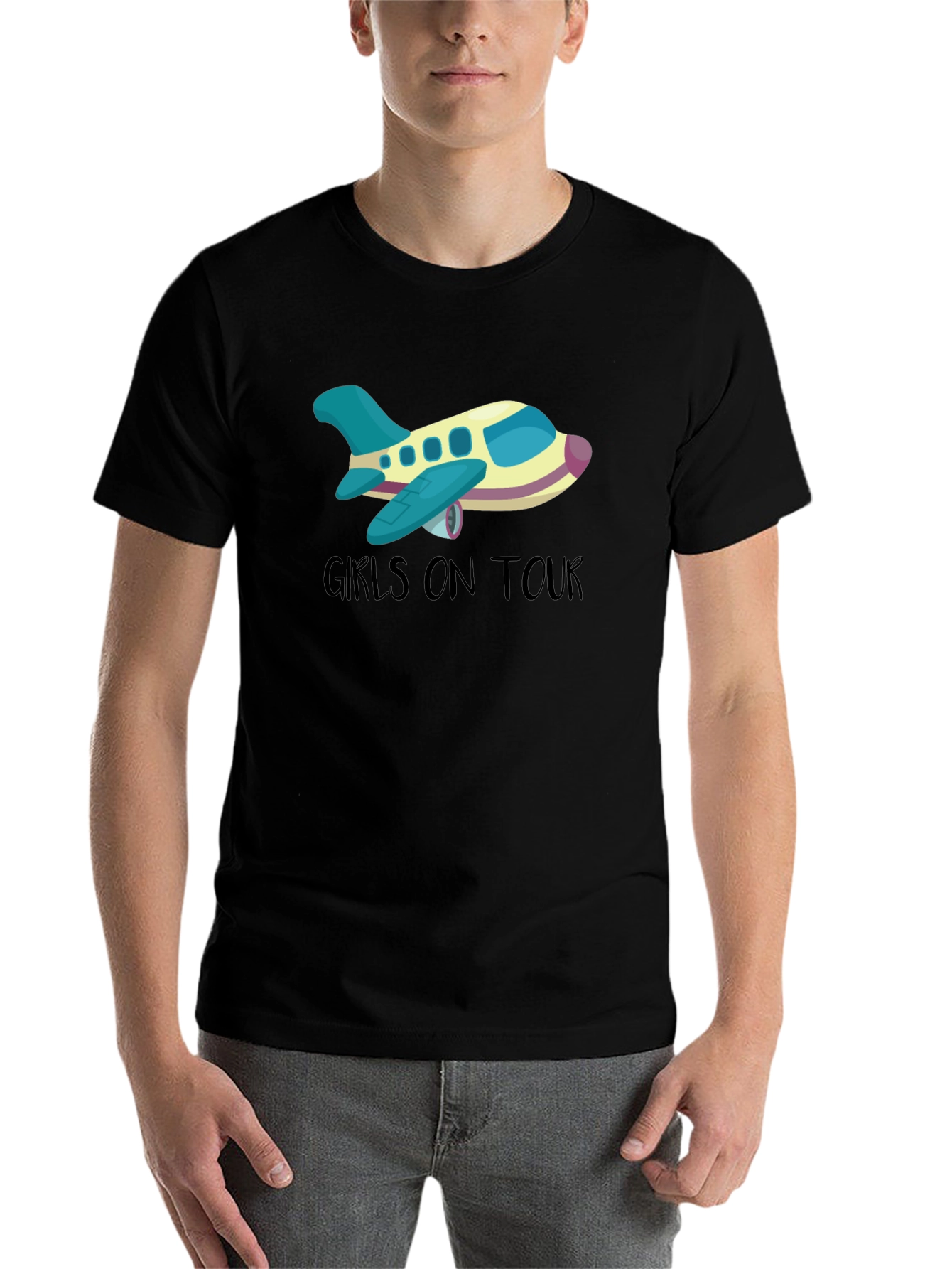 Black Girls On Tour T-Shirt - Airplane Design view 7