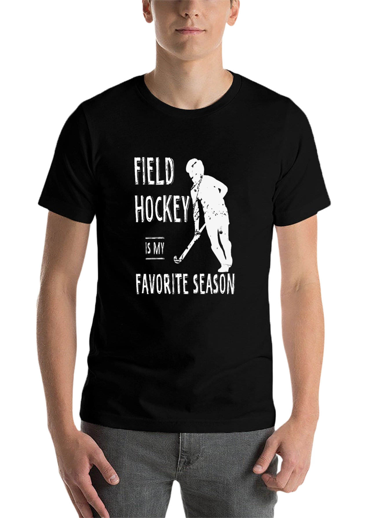 Black Field Hockey Favorite Season Black T-Shirt view 7