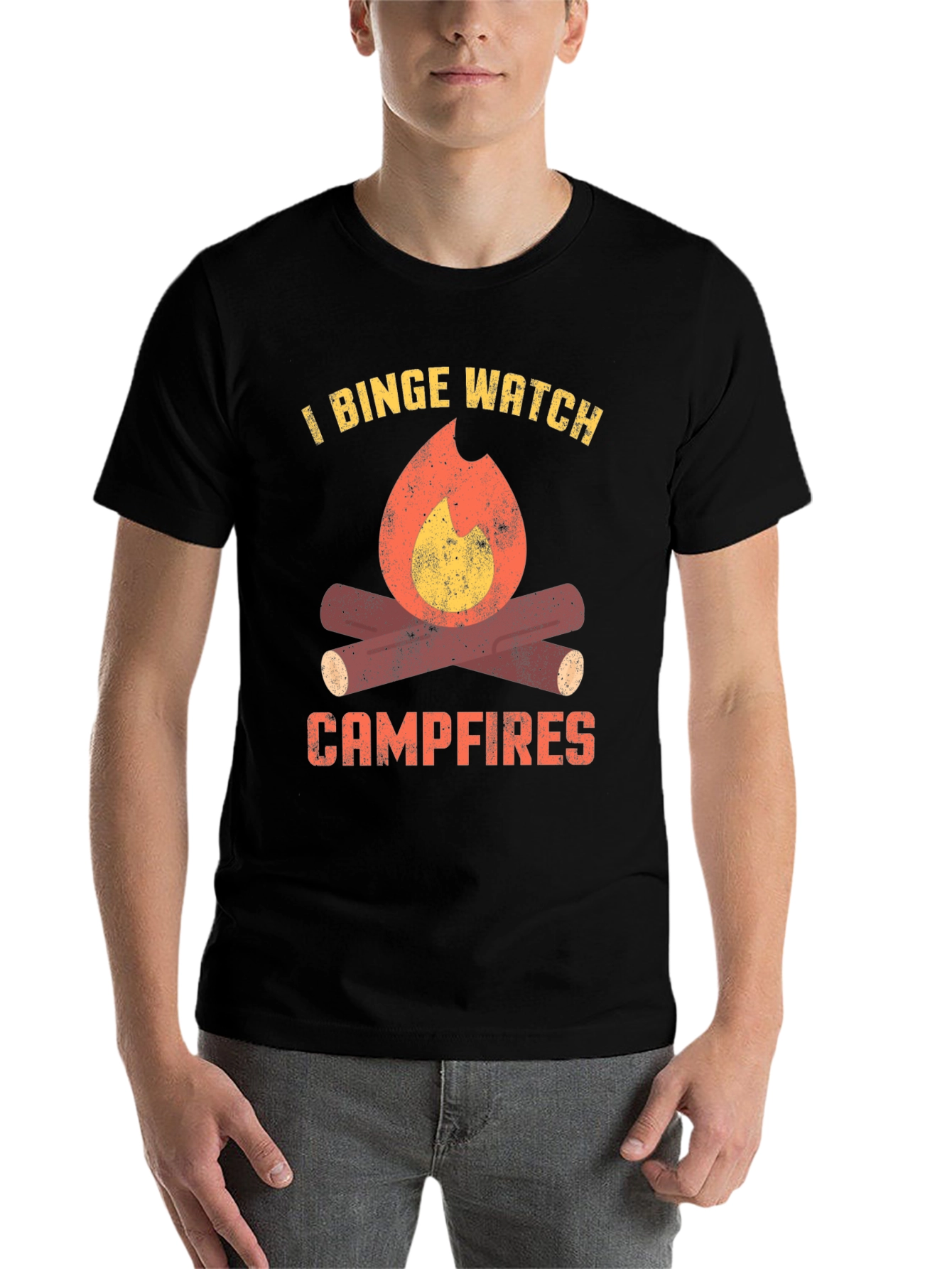 Black I Binge Watch Campfires Graphic Tee view 7