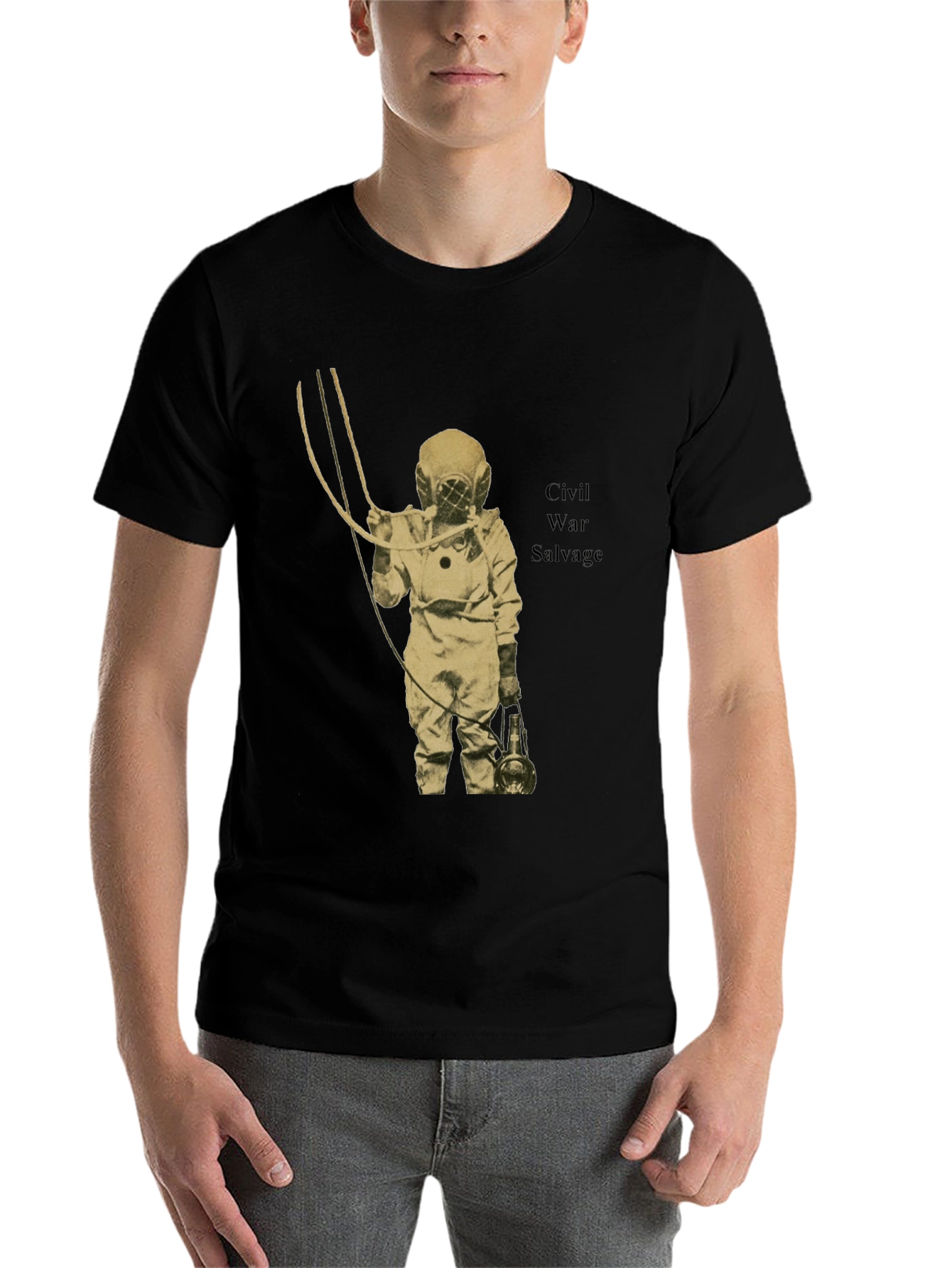 Black Civil War Salvage Diver Graphic Tee view 7
