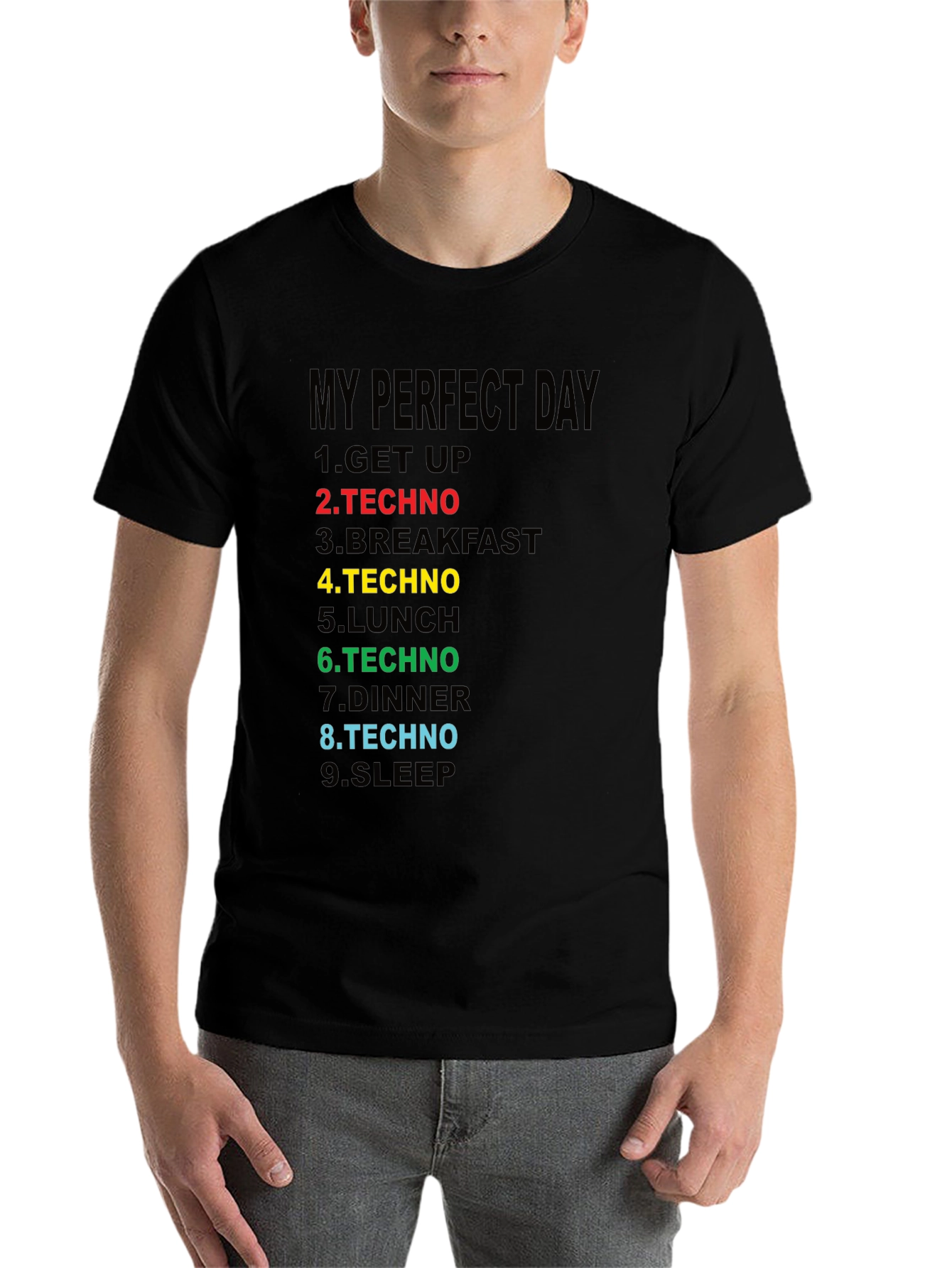 Black Perfect Day Techno T-Shirt - Music Lover Tee view 7