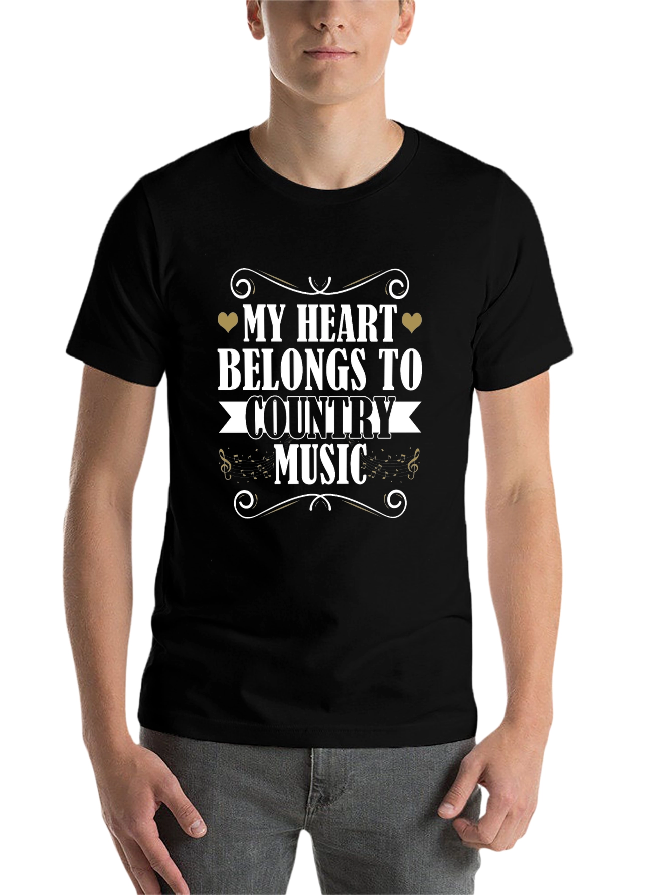 Black Country Music Heart T-Shirt view 7