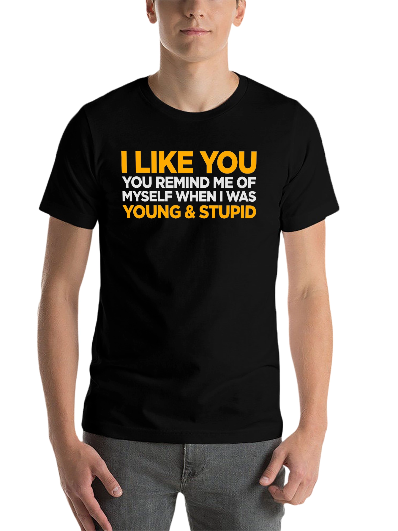 Black I Like You Young & Stupid Tee view 7