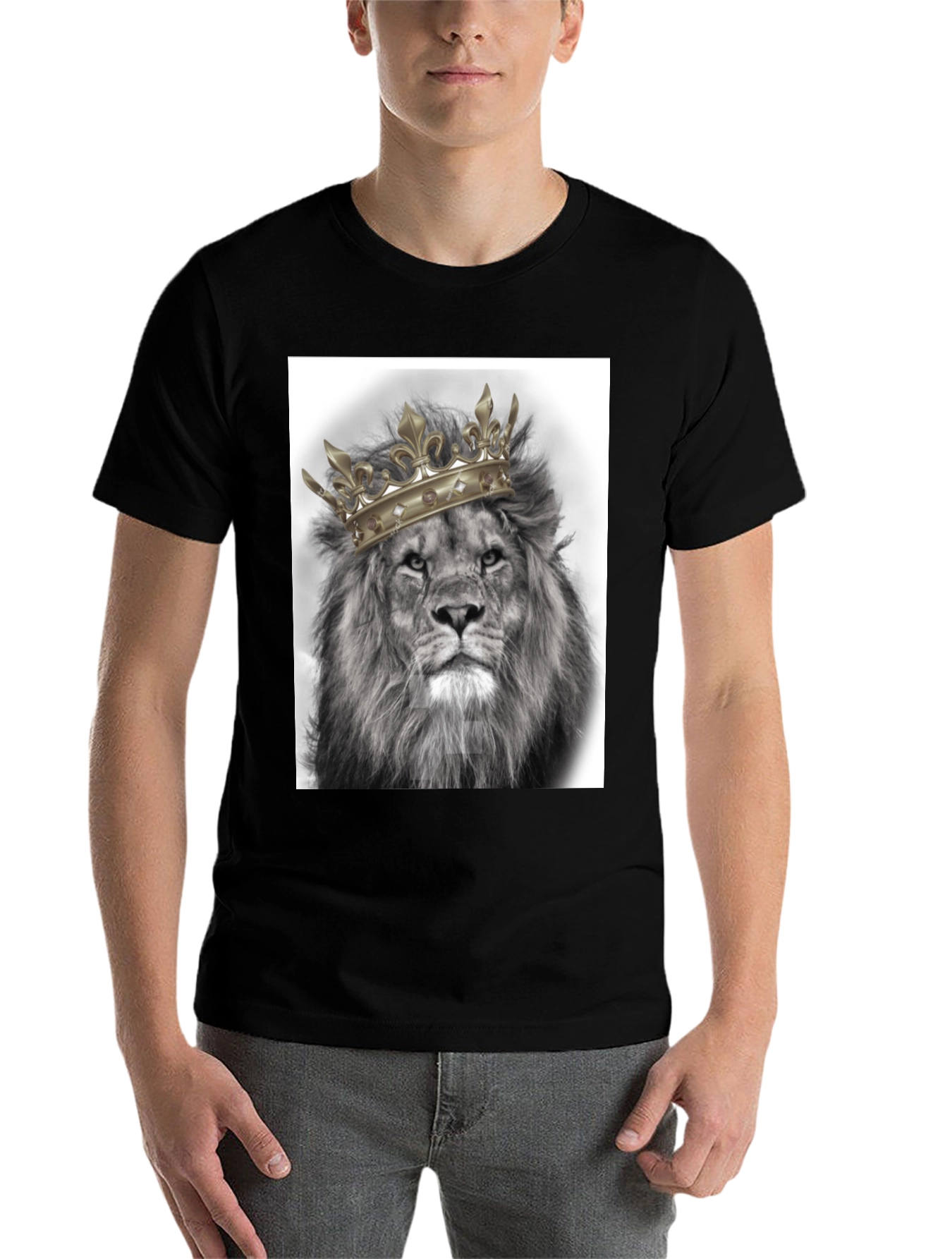 Black Lion King Graphic Tee - Black Cotton T-Shirt view 7