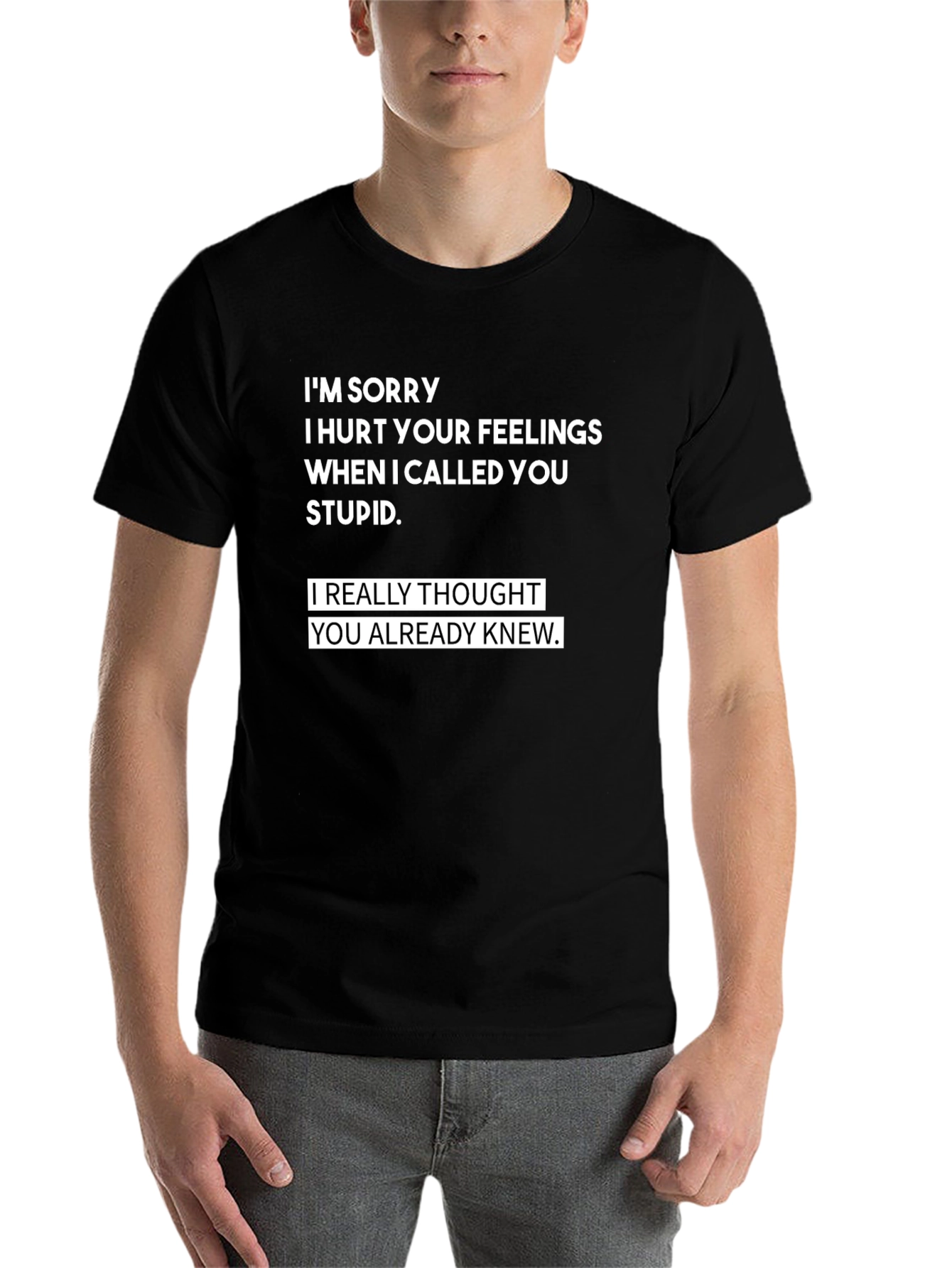 Black Funny Sarcastic T-Shirt - I'm Sorry I Hurt Your Feelings view 7