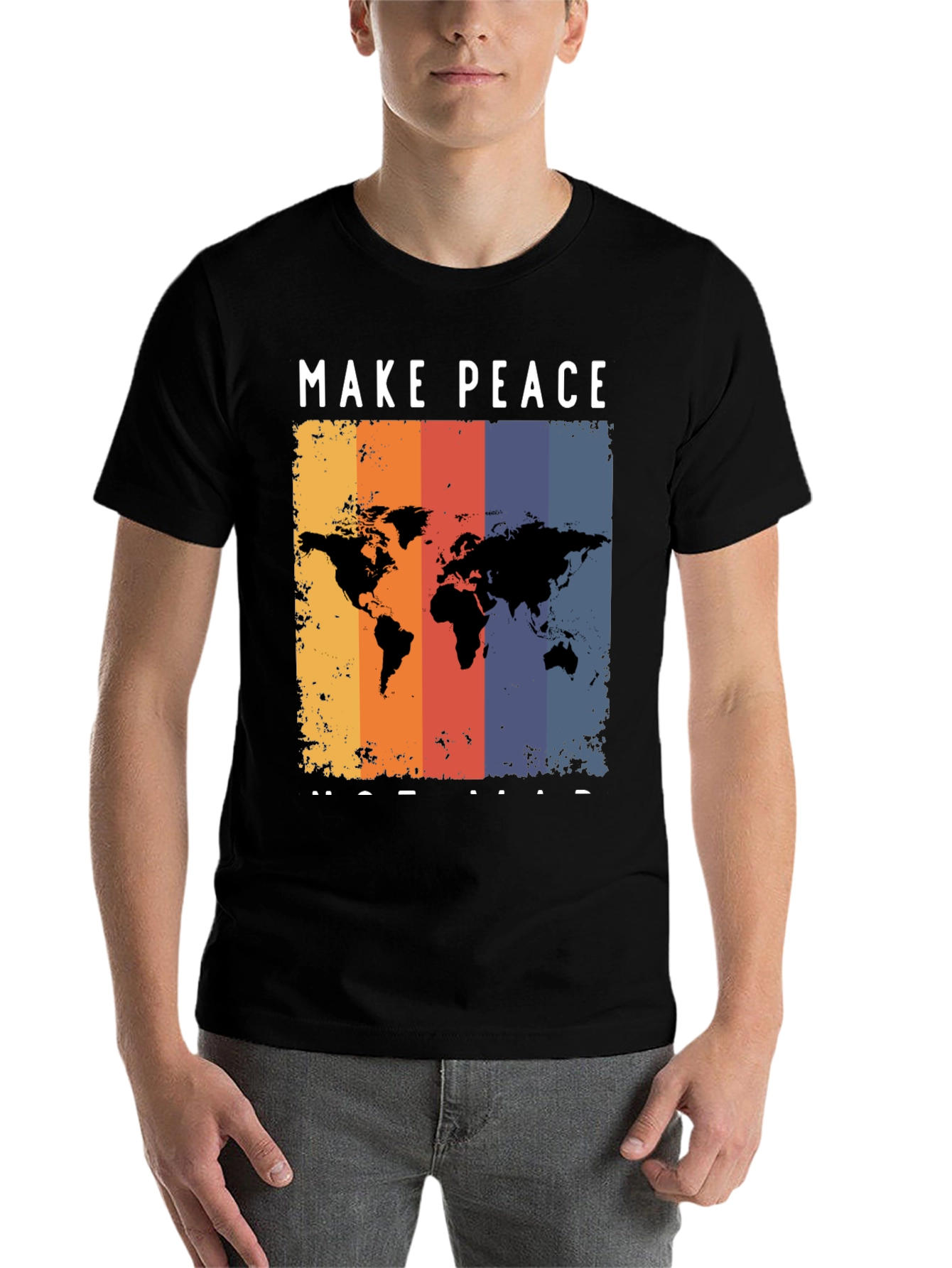 Black Make Peace Not War Graphic T-Shirt view 7