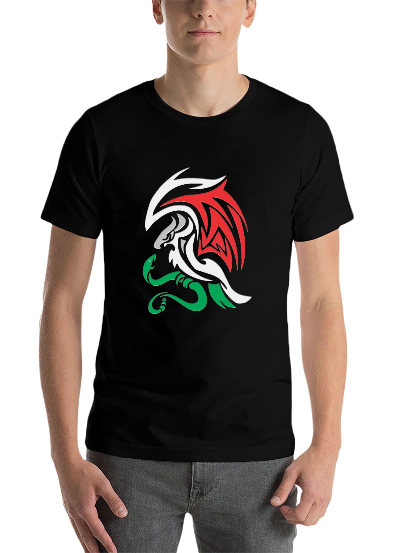 Black Dragon & Snake Graphic T-Shirt - Black view 7