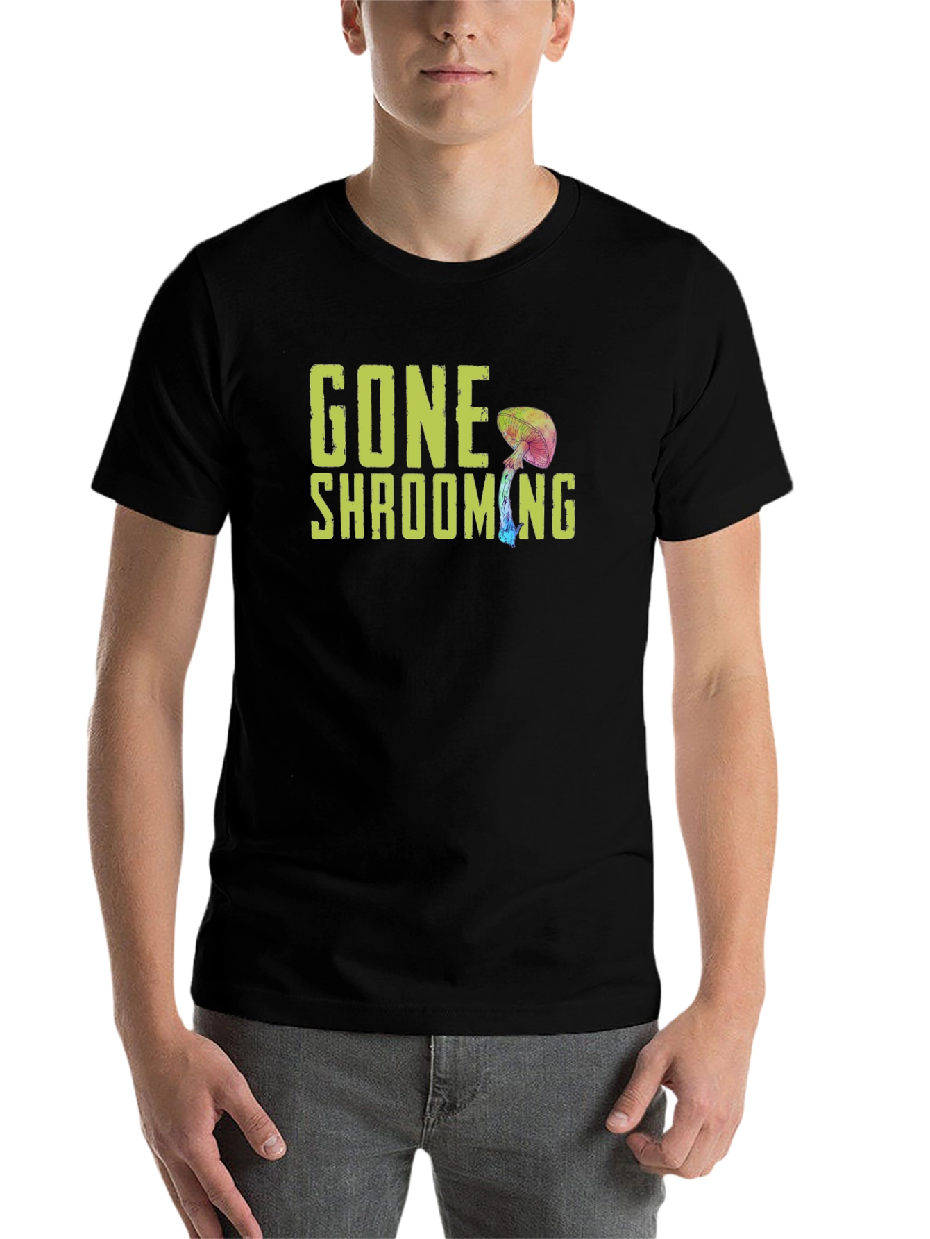 Black Gone Shrooming Graphic Tee - Funny Mushroom Shirt view 7