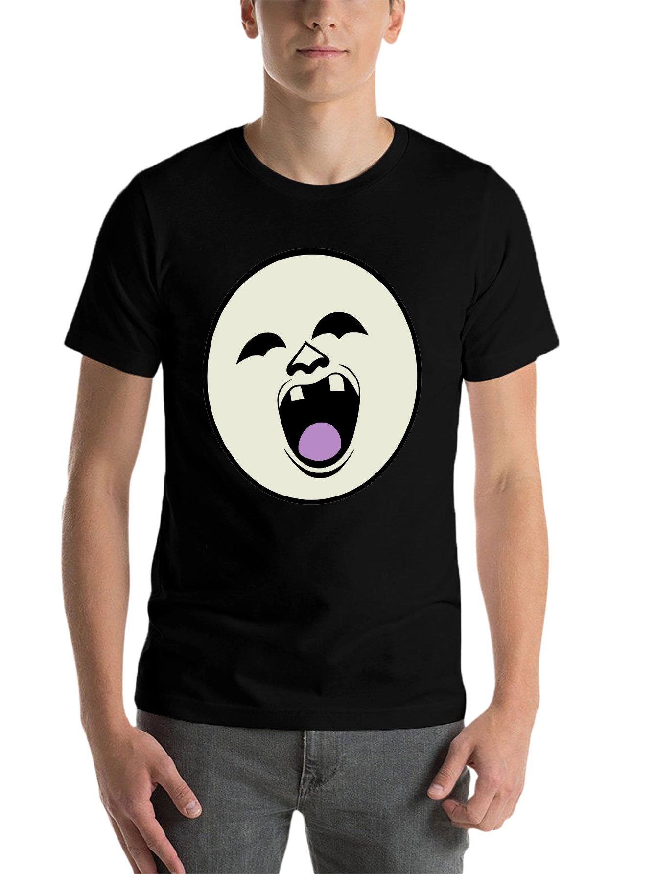 Black Laughing Face Graphic Black T-Shirt view 7
